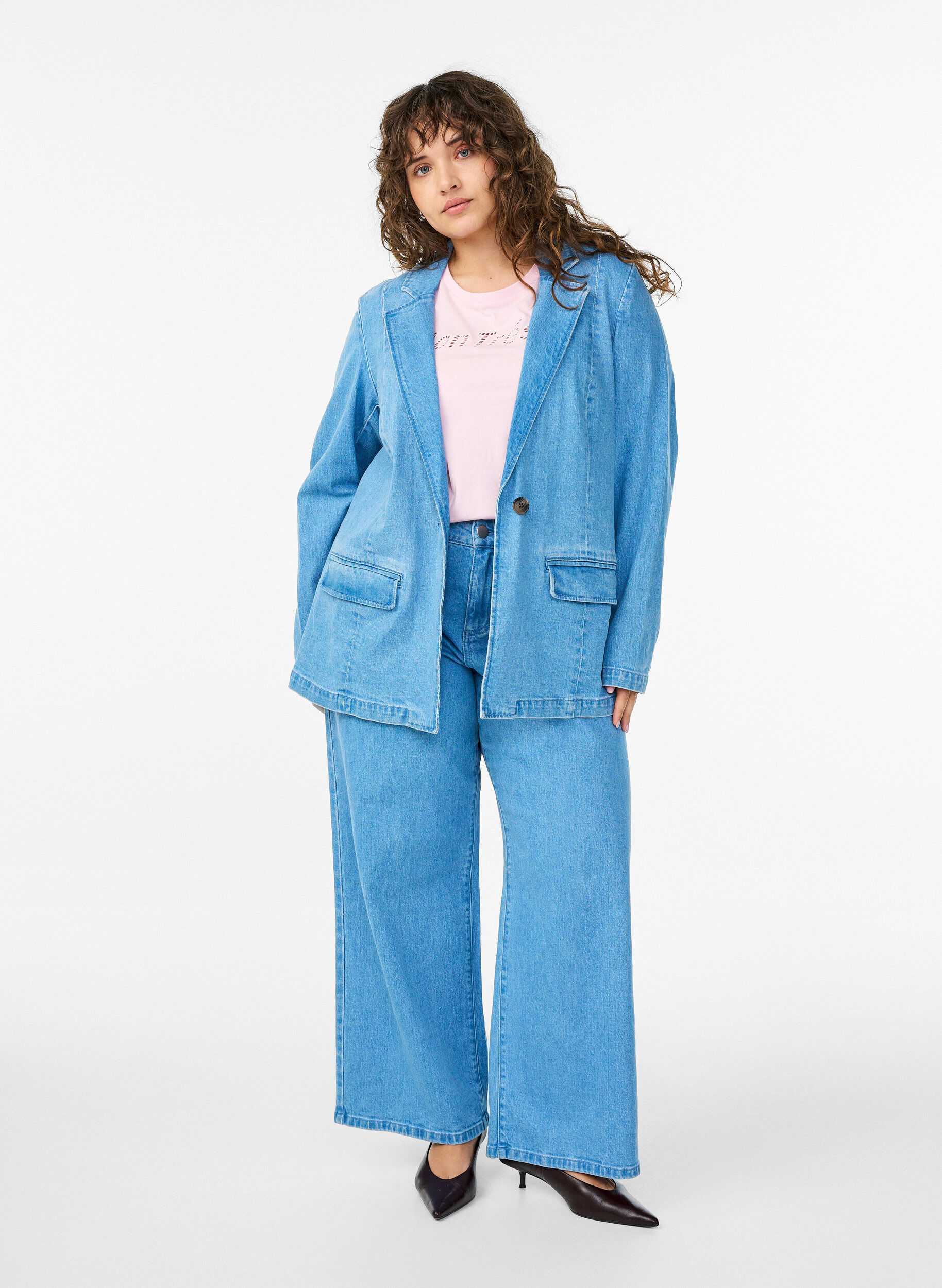 ZizziDenimblazer mit Taschen, Blau, Model image number 1