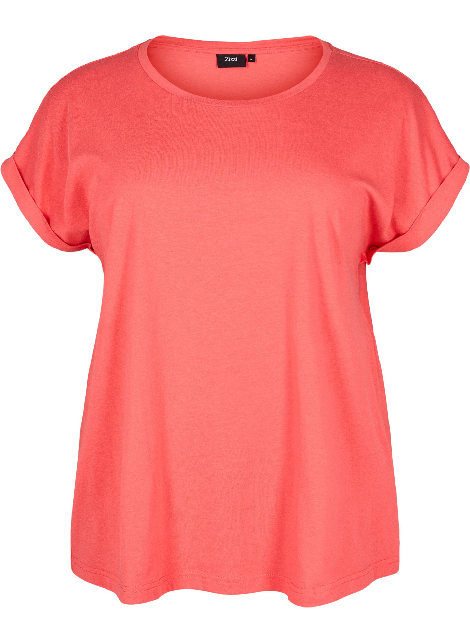 ZizziKurz&auml;rmliges T-Shirt aus einer Baumwollmischung, Rot, Packshot image number 0