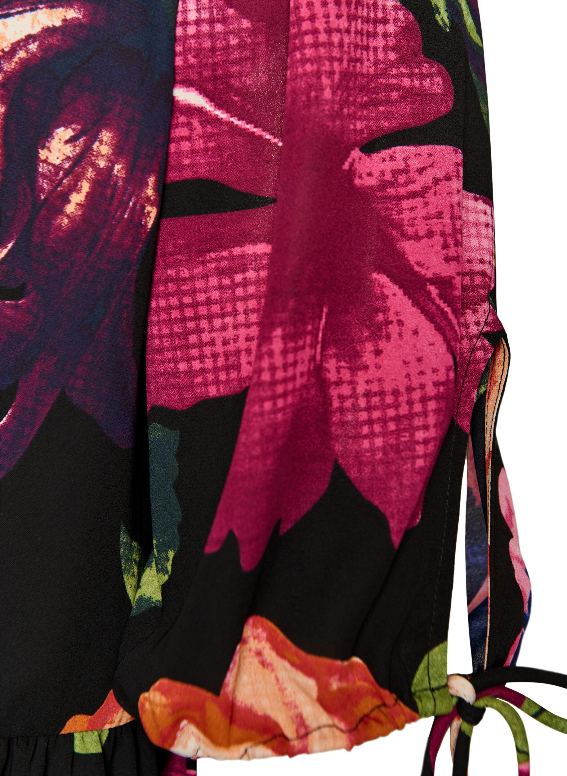 ZizziBluse mit gebl&uuml;mtem Print und Peplum, Schwarz, Packshot image number 3