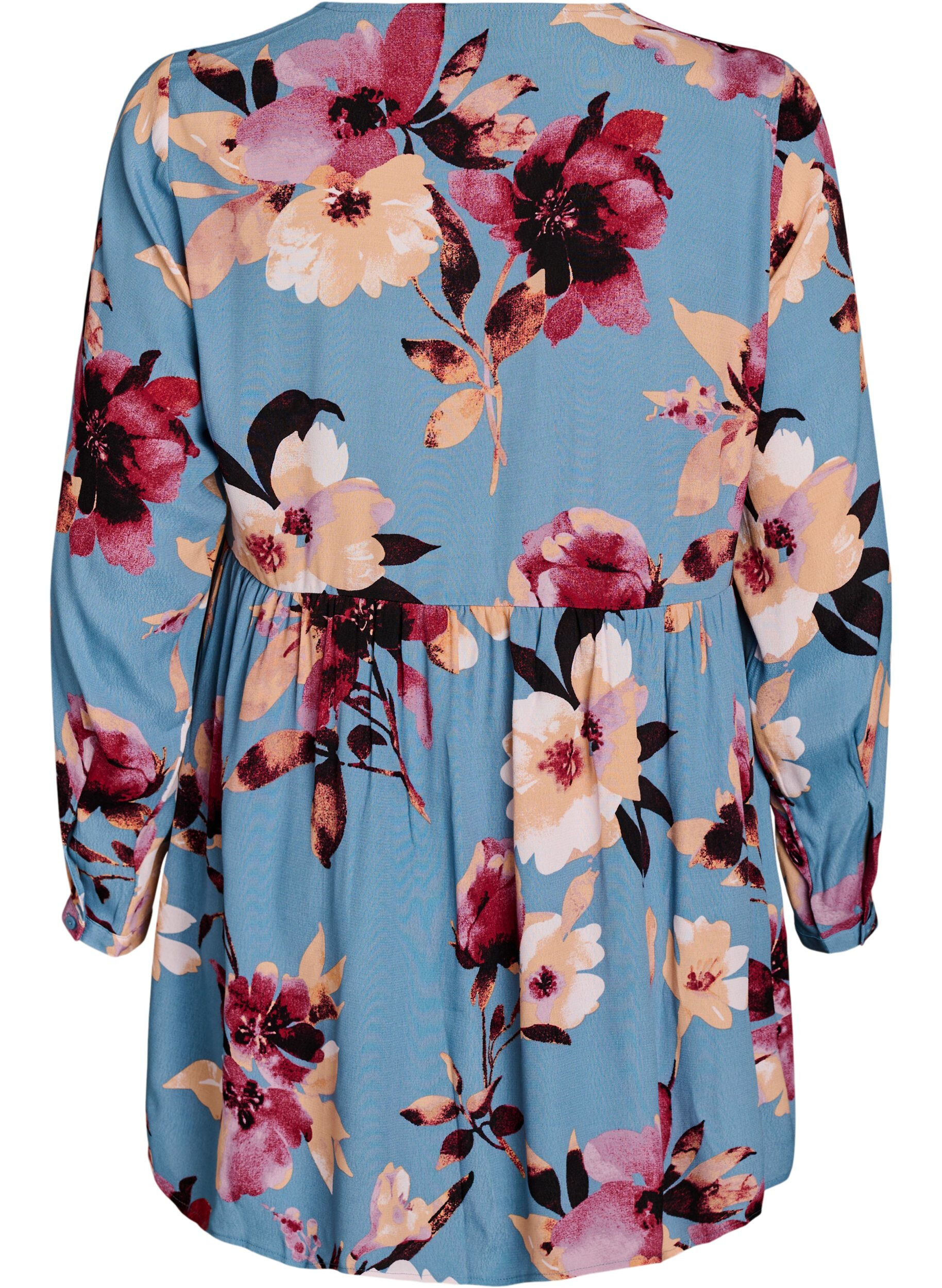 ZizziLang&auml;rmelige Tunika mit Teilungsnaht, Blau, Packshot image number 1