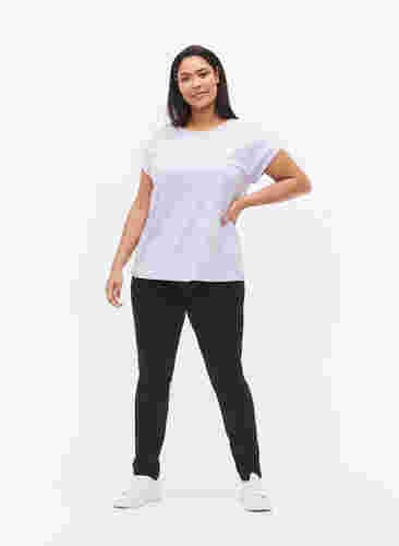 Melange-T-Shirt mit kurzen Ärmeln, Lavender Mél, Model image number 2