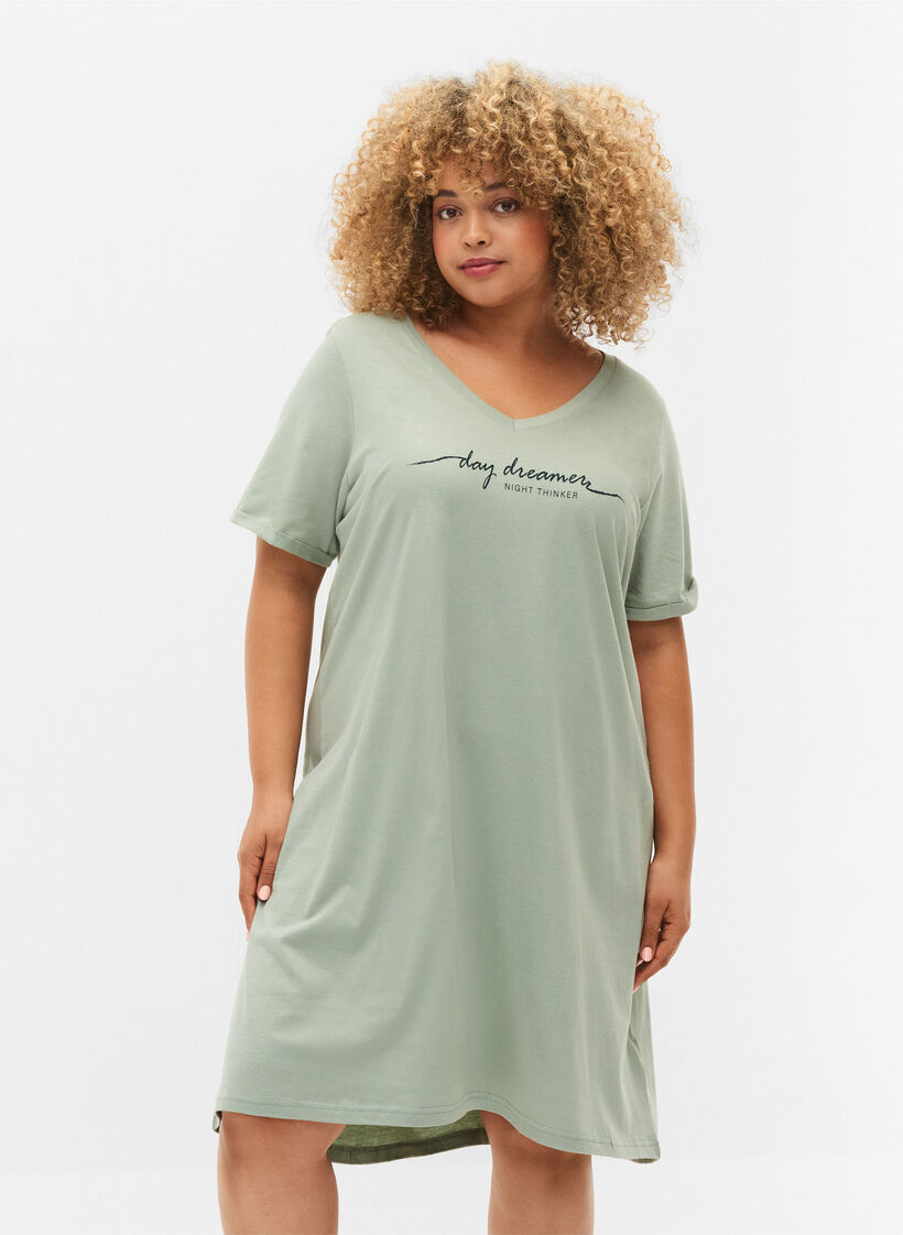 Nachthemd aus Baumwolle mit Print, Green Milieu w. Day, Model