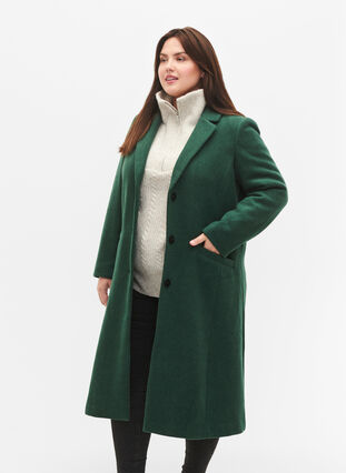 Mantel mit Knöpfen und Taschen, Trekking Green Mel, Model image number 0