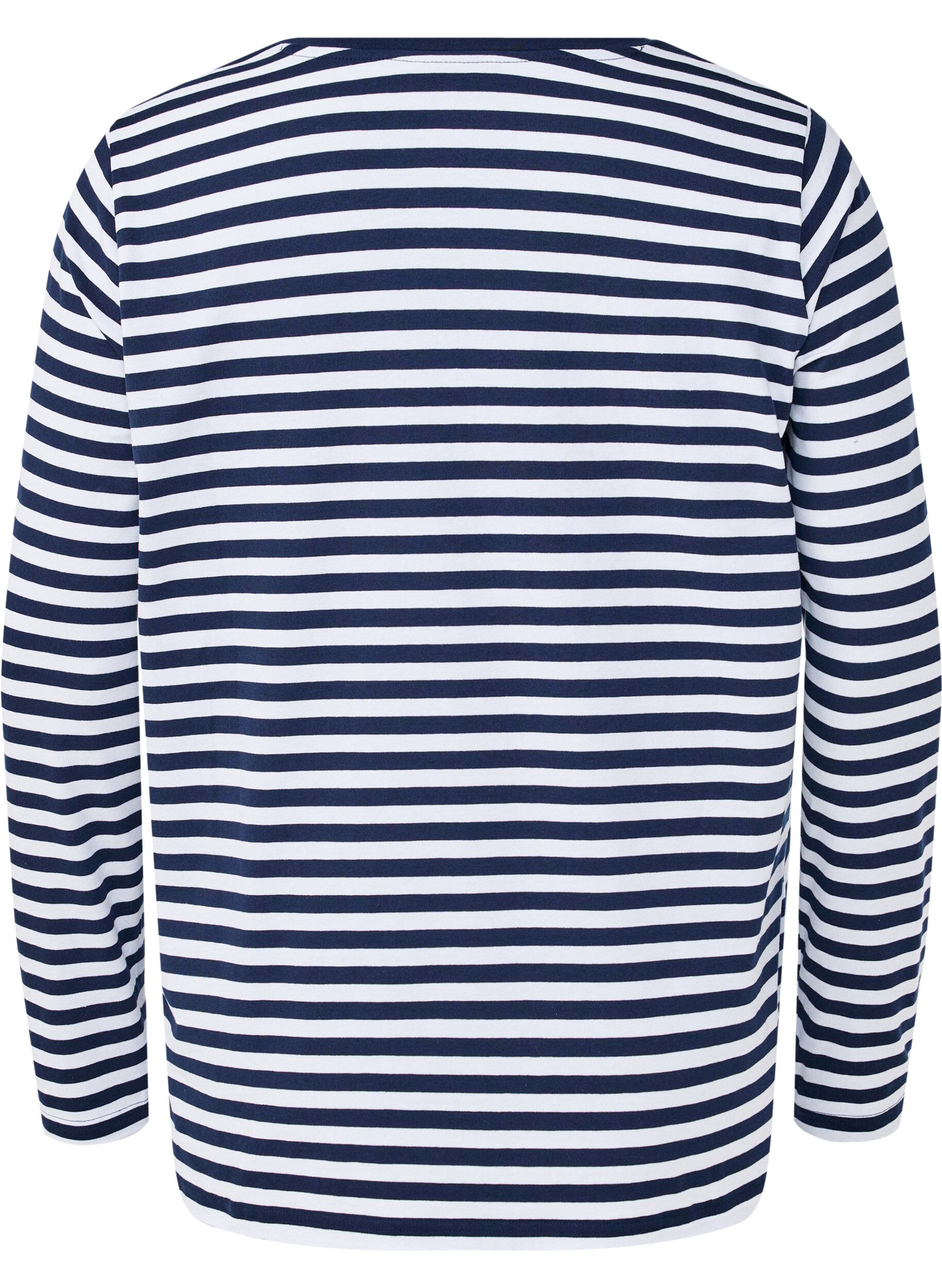 ZizziGestreifte Bluse mit Motiv, White w.Navy Stripe, Packshot image number 1