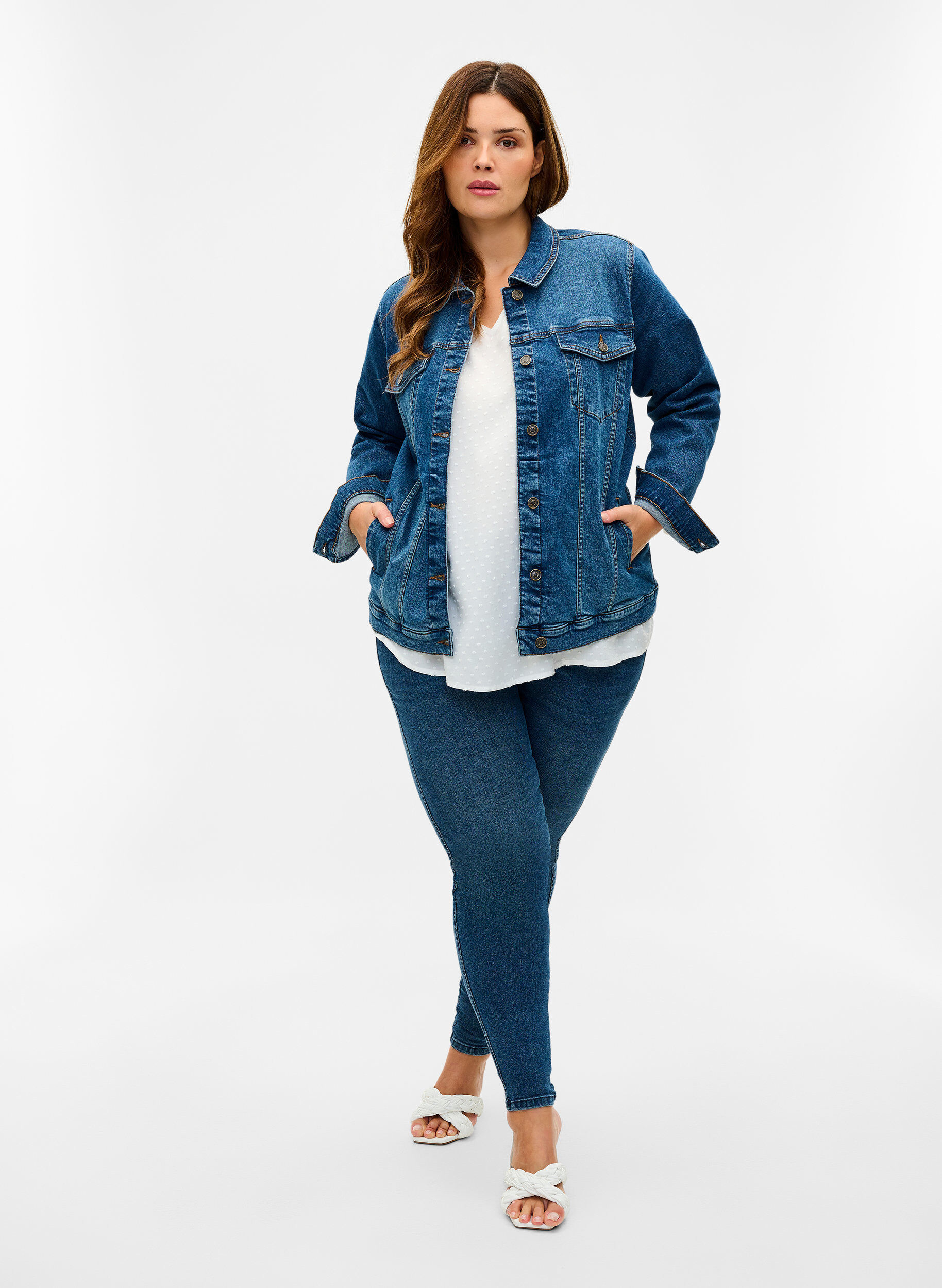 ZizziKurze Denimjacke aus Baumwolle, Blue denim, Model image number 2