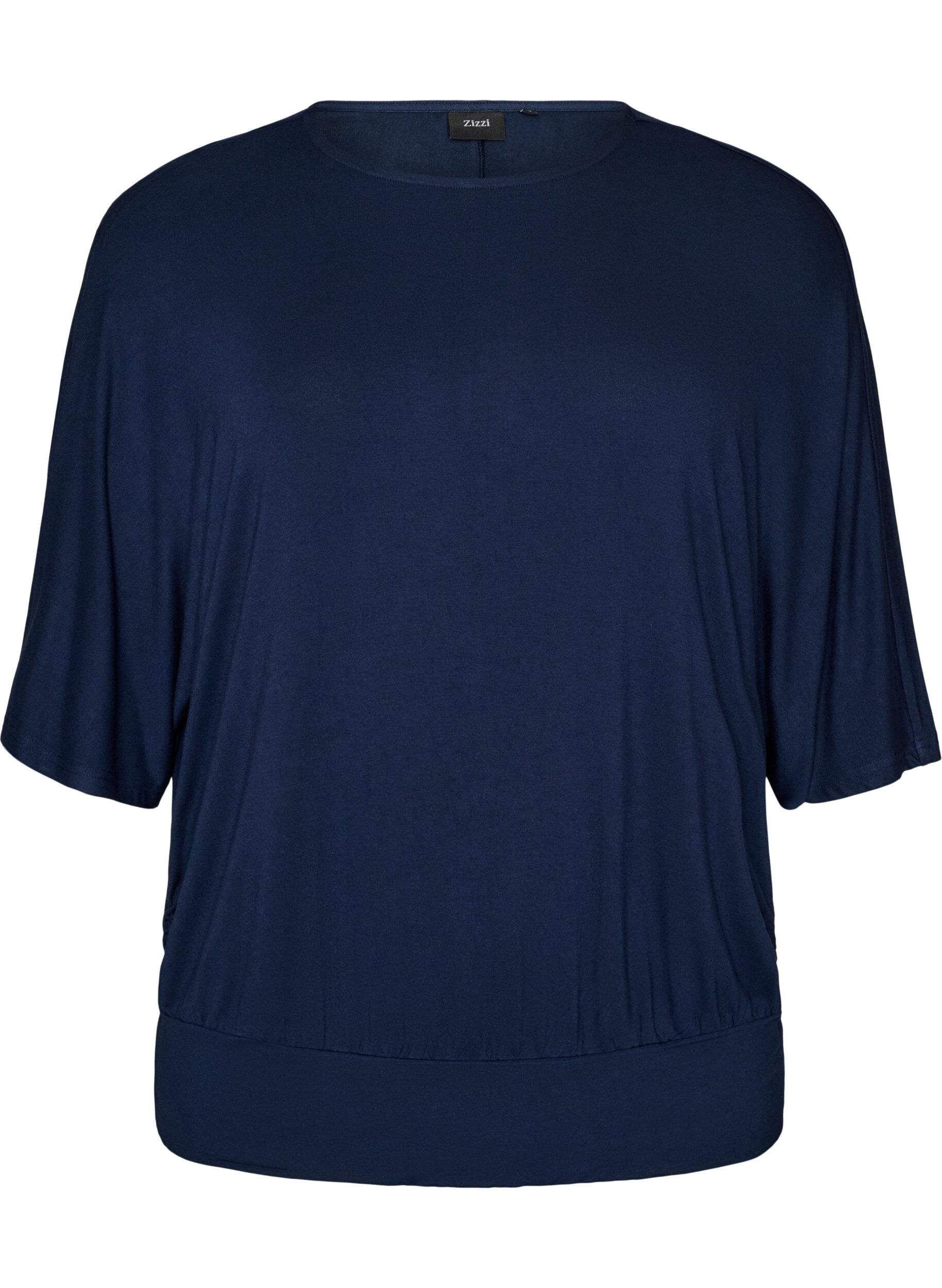 ZizziBluse aus Jersey mit ellbogenlangen Ballon&auml;rmeln, Blau, Packshot image number 0