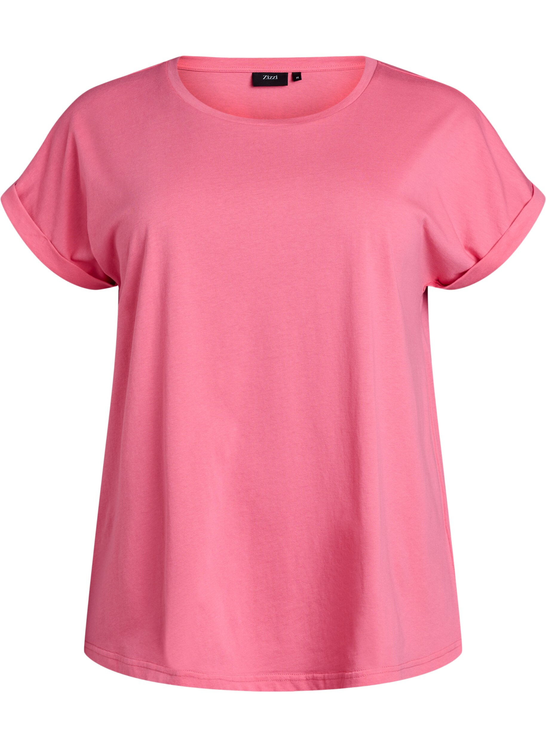 ZizziKurz&auml;rmliges T-Shirt aus einer Baumwollmischung, Pink, Packshot image number 0