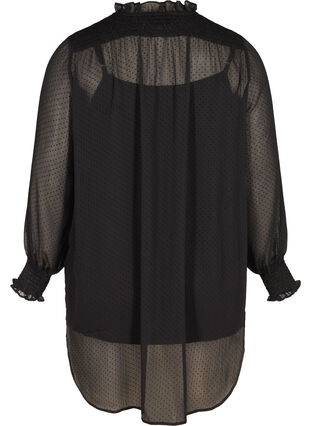 Hochgeschlossene Bluse mit Smock- und Rüschendetails, Black, Packshot image number 1
