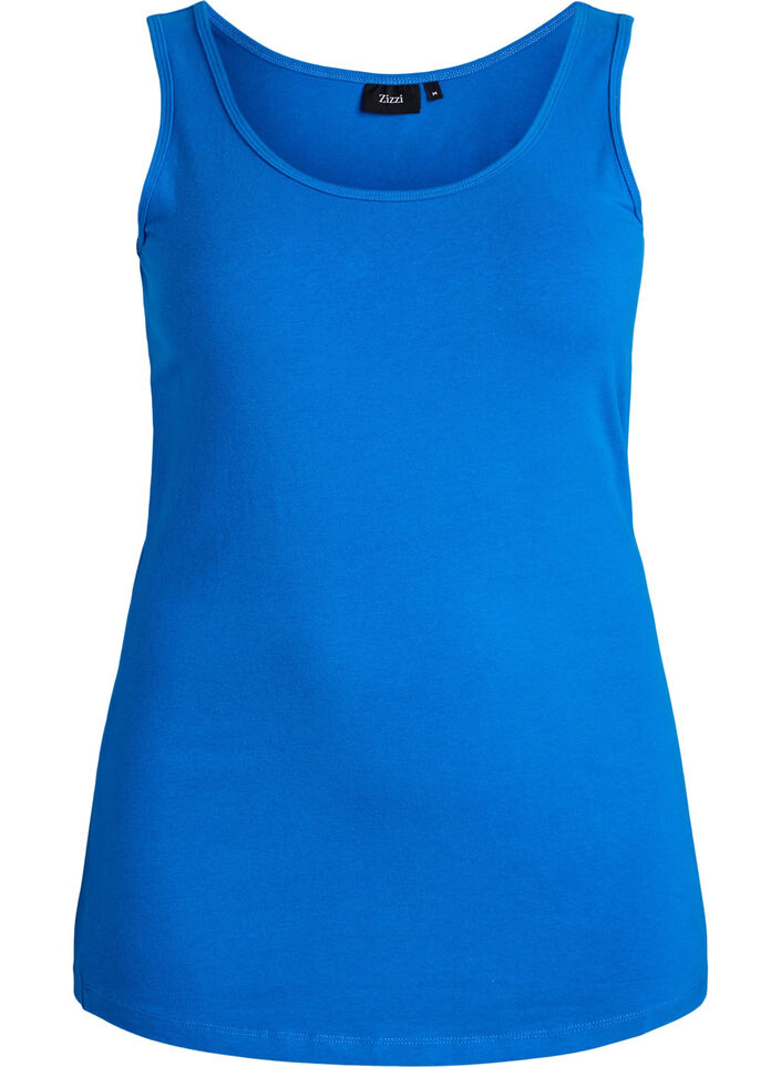 Solide Farbe Grundoberteil aus Baumwolle, Blau, Packshot image number 0