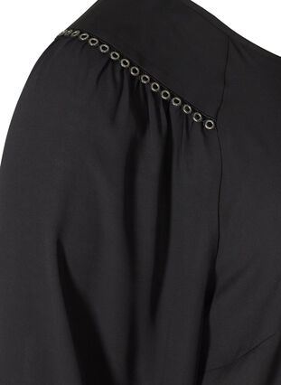 Bluse mit 3/4-Ärmeln und Nieten, Black, Packshot image number 3