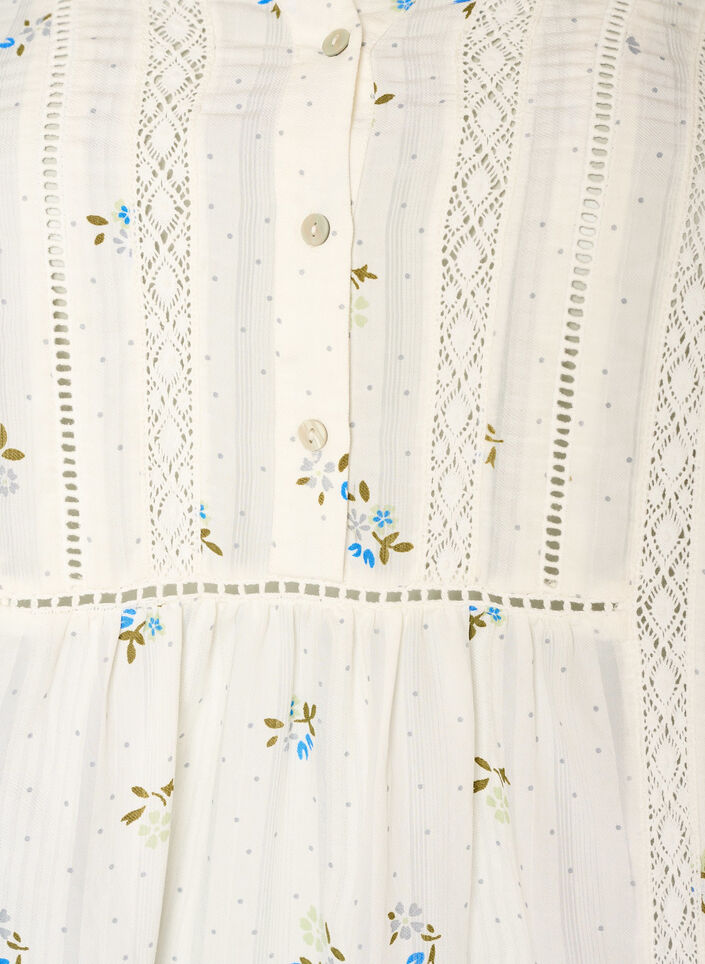 Kurzes Viskosekleid mit Spitzenbesatz und A-Linien-Schnitt, Vanille, Packshot image number 2