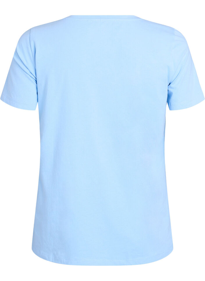 Einfarbiges basic T-Shirt aus Baumwolle, Blau, Packshot image number 1