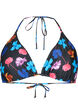 Triangel-Bikini-BH mit Muster, Schwarz, Packshot image number 0