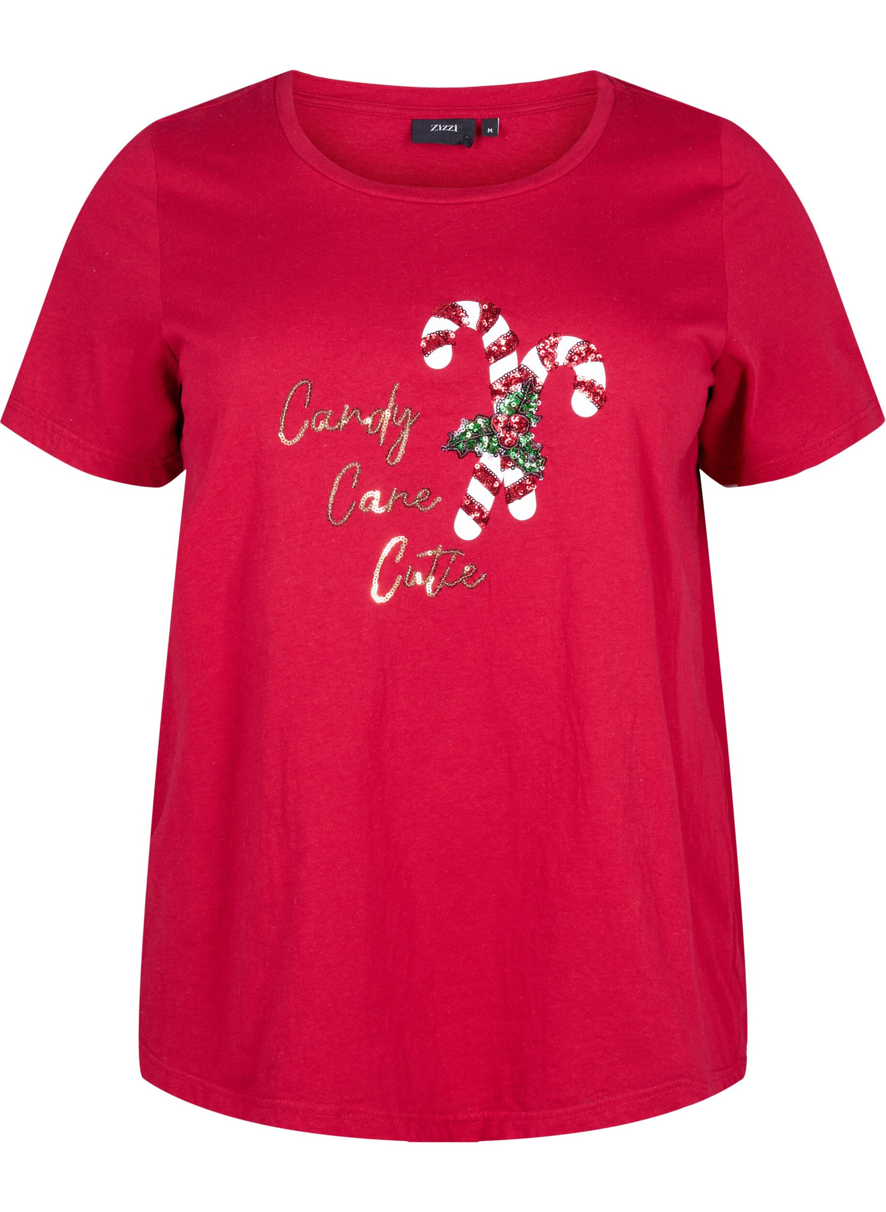 ZizziWeihnachtliche T-Shirts aus 100% Baumwolle, Tango R.w.Candy Cane, Packshot image number 0
