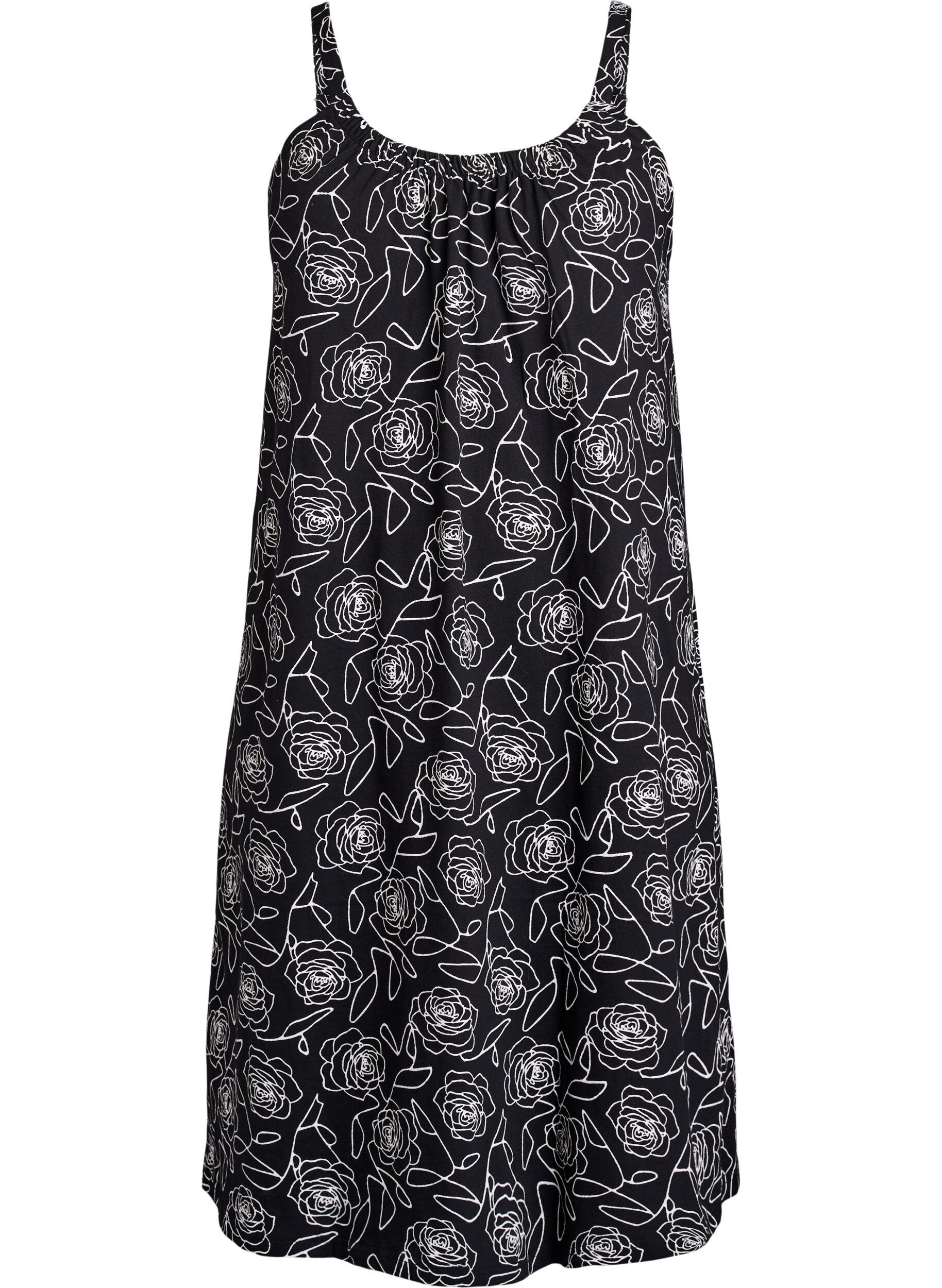 ZizziMidi-Tr&auml;gerkleid aus Bio-Baumwolle., Schwarz, Packshot image number 0