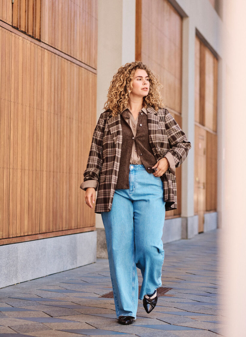 Wide-Leg-Jeans mit hoher Taille, Blau, Image