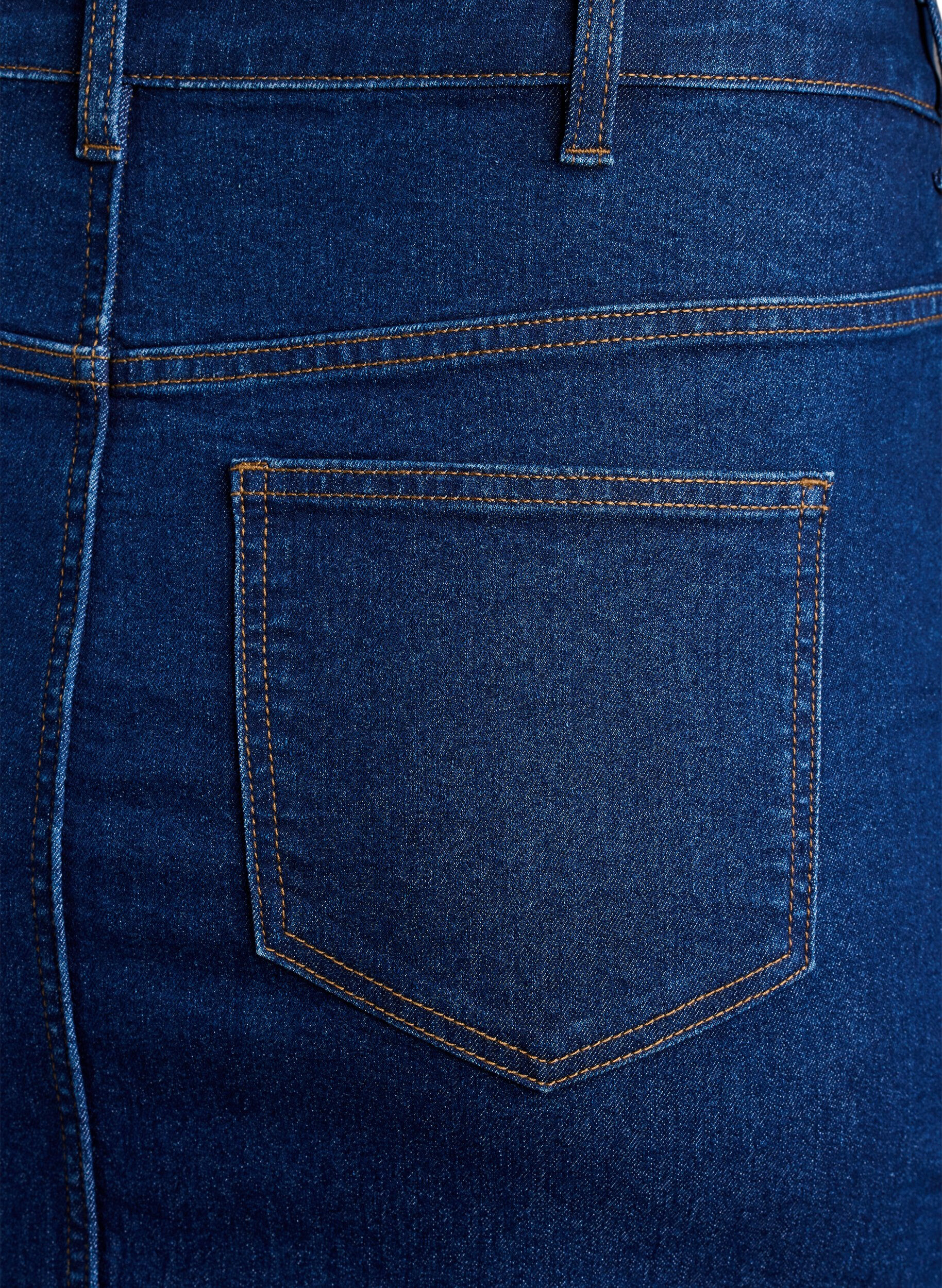 ZizziFLASH - Midi-Jeansrock mit vorderem Schlitz, Blau, Packshot image number 4