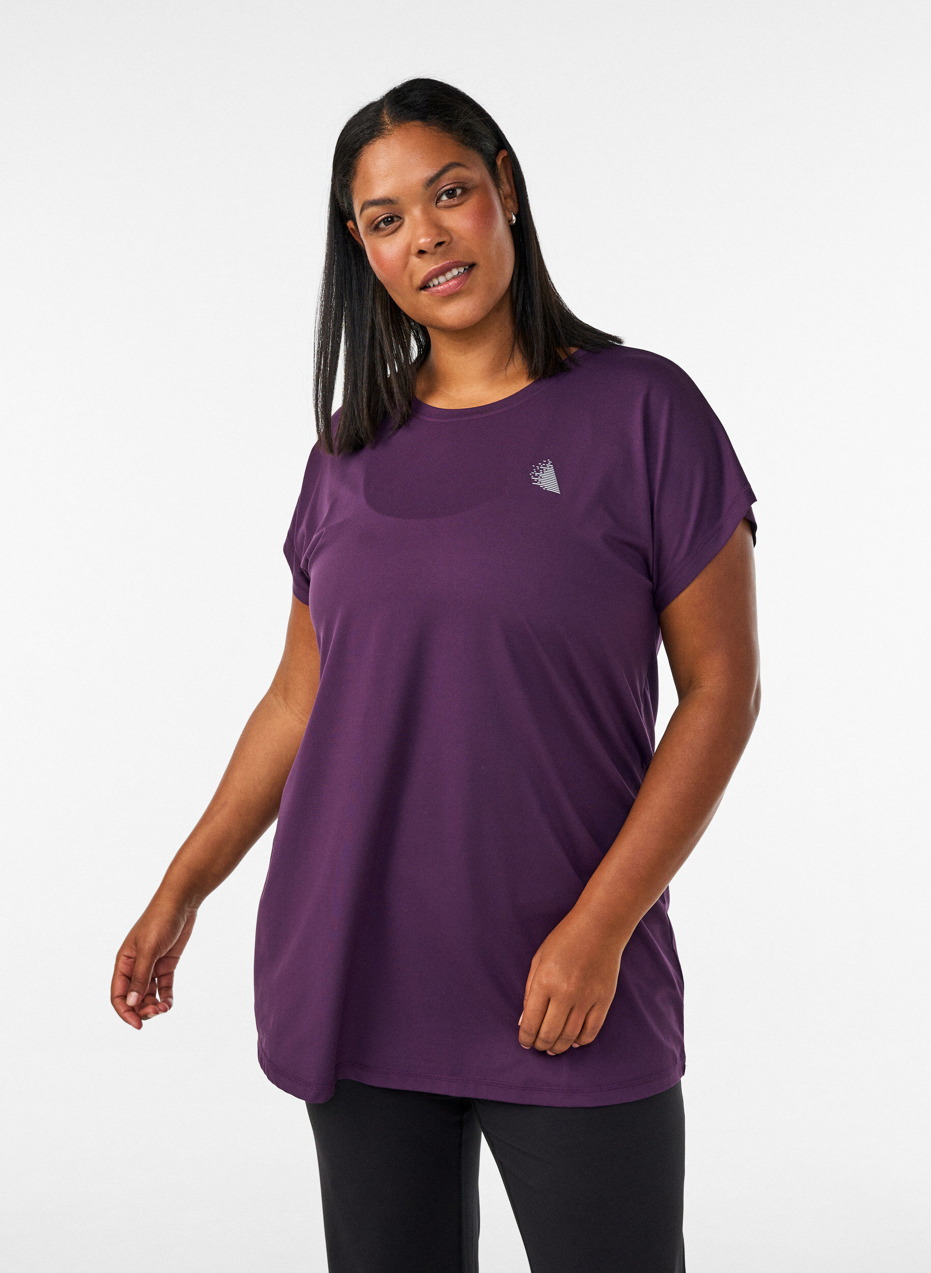 Langes Trainingsshirt, Lila, Model