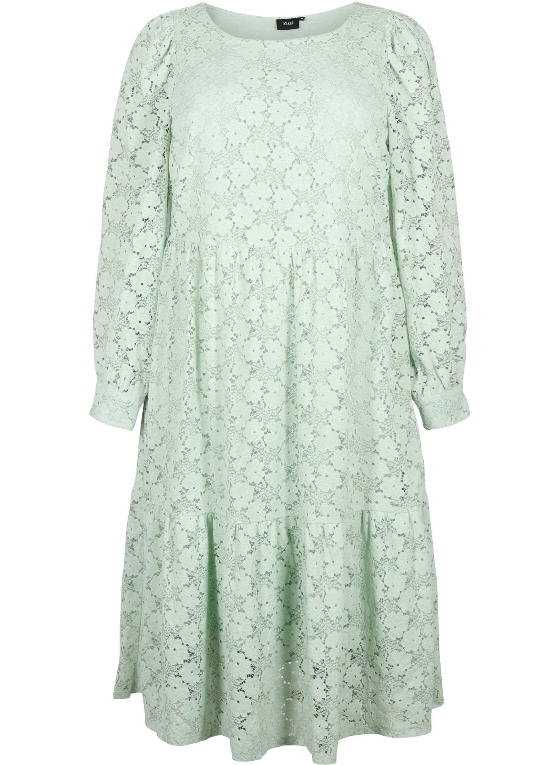 ZizziSpitze Kleid mit langen &Auml;rmeln, Pastel Green , Packshot image number 0