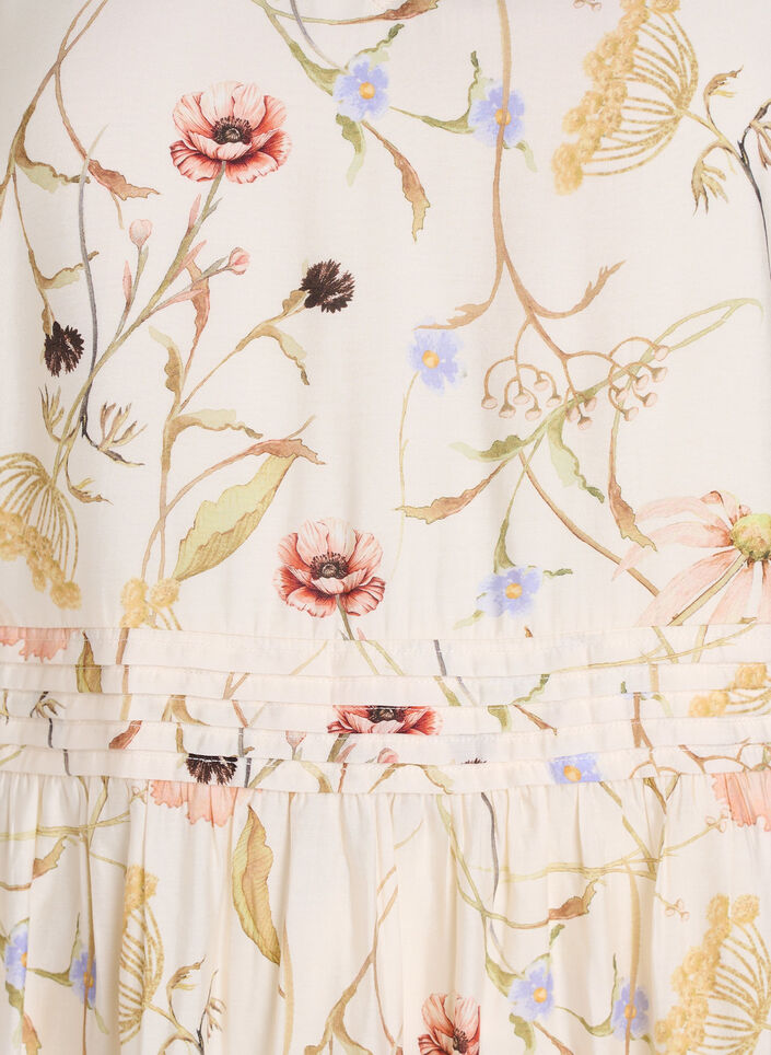 Gebl&uuml;mtes Midi-Kleid in A-Linienform, Beige, Packshot image number 2