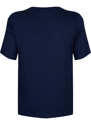 T-Shirt aus Viskose mit Rippstruktur, Navy Blazer, Packshot image number 1