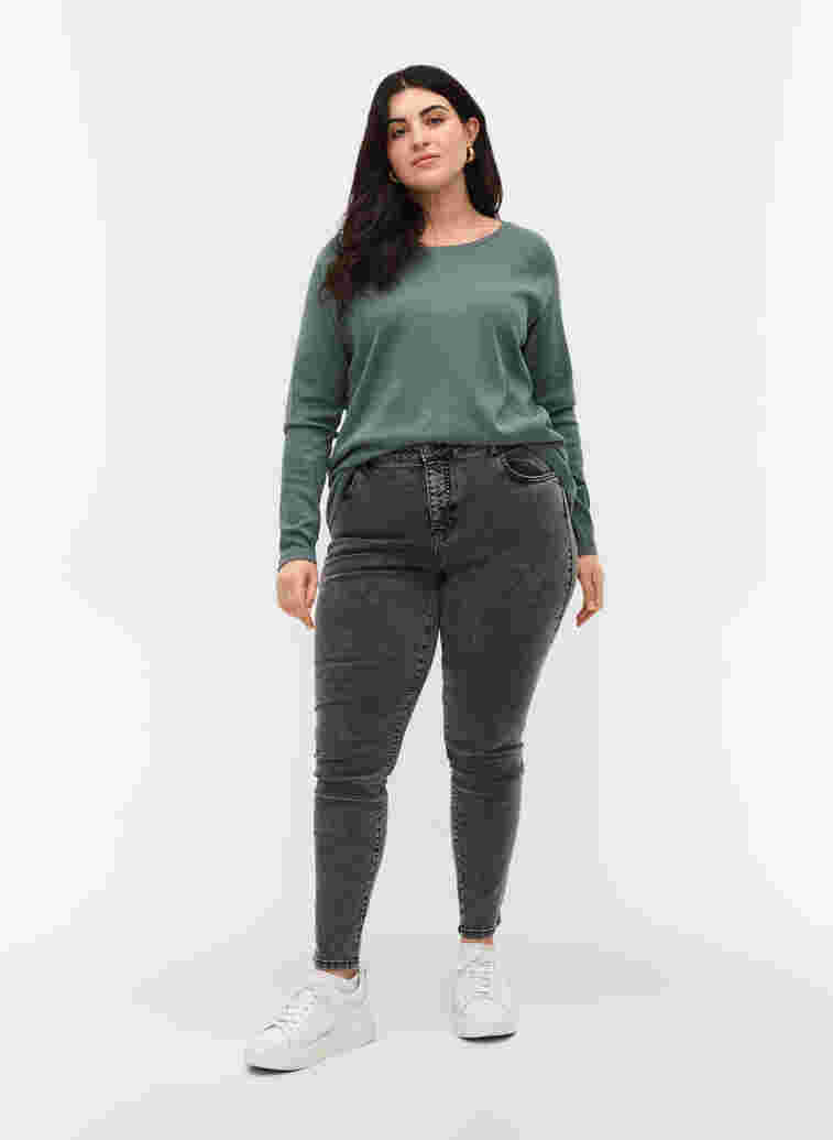 Superschlanke Amy Jeans mit hoher Taille, Grey Denim, Model image number 0