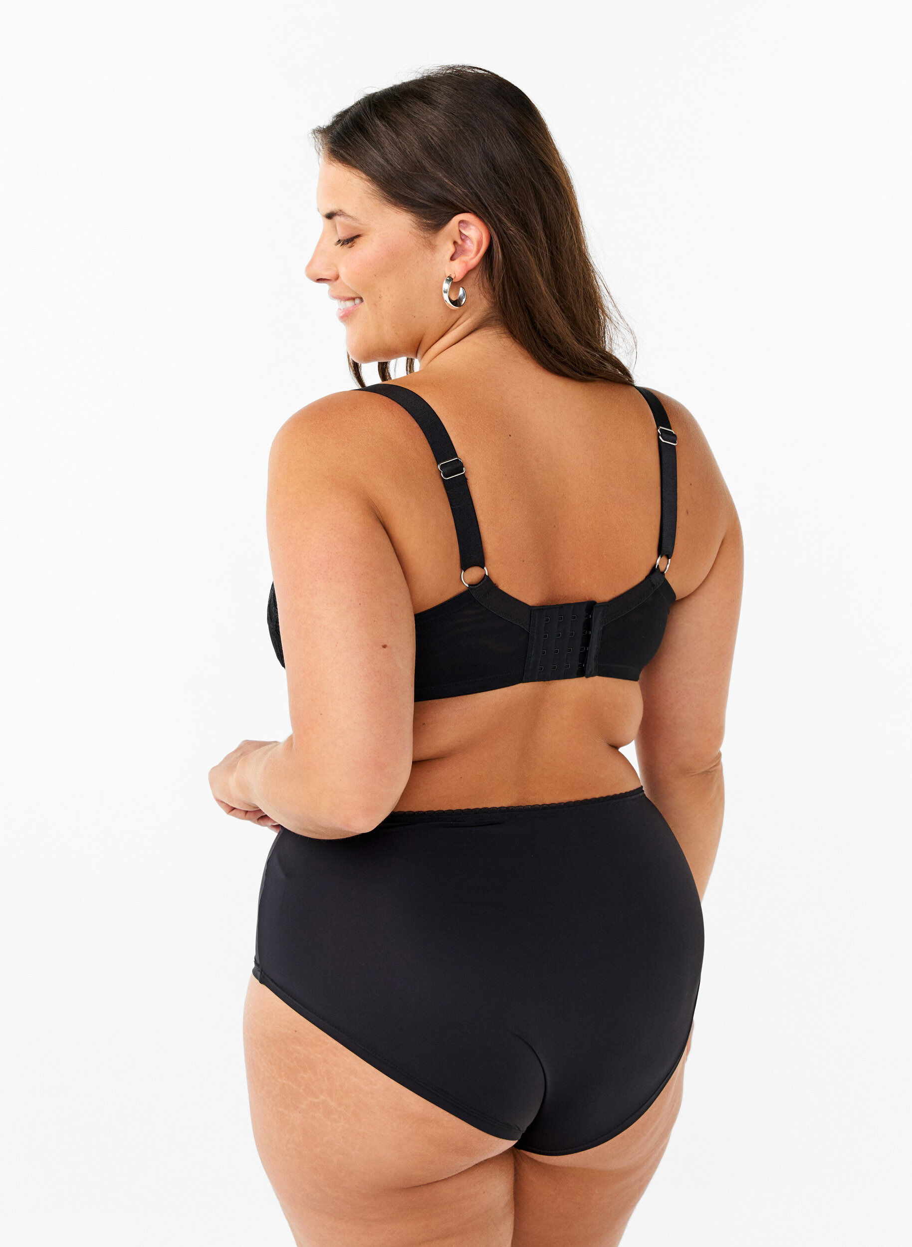 ZizziPanty aus Mikrofaser mit Spitzendetails, Black, Model image number 1