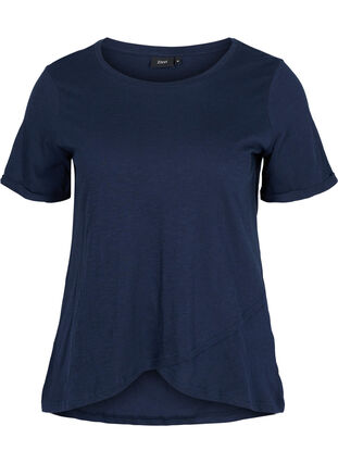 Baumwoll-T-Shirt mit kurzen Ärmeln, Navy Blazer, Packshot image number 0