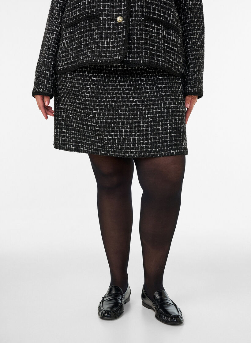 Kurzer Rock aus Boucl&eacute;, Schwarz, Model image number 3
