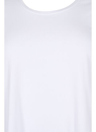 Basic T-Shirt aus Baumwolle mit 3/4-Ärmeln, Bright White, Packshot image number 2