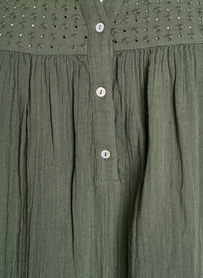 Bluse aus Baumwollmusselin mit Lochstickerei, Gr&uuml;n, Packshot image number 2