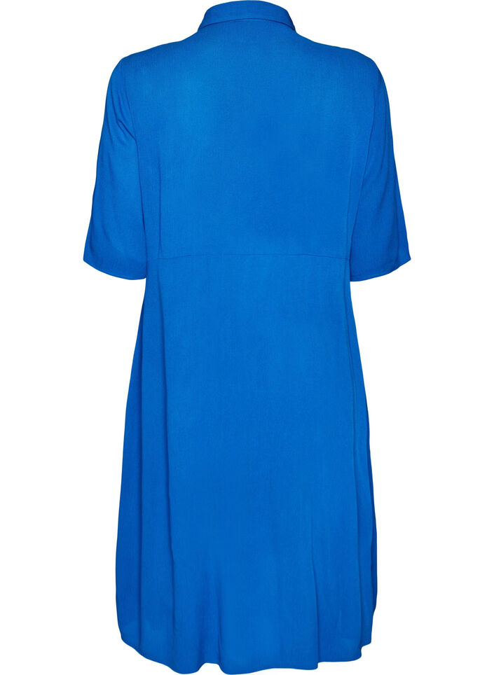 Midikleid mit kurzen &Auml;rmeln, Blau, Packshot image number 1