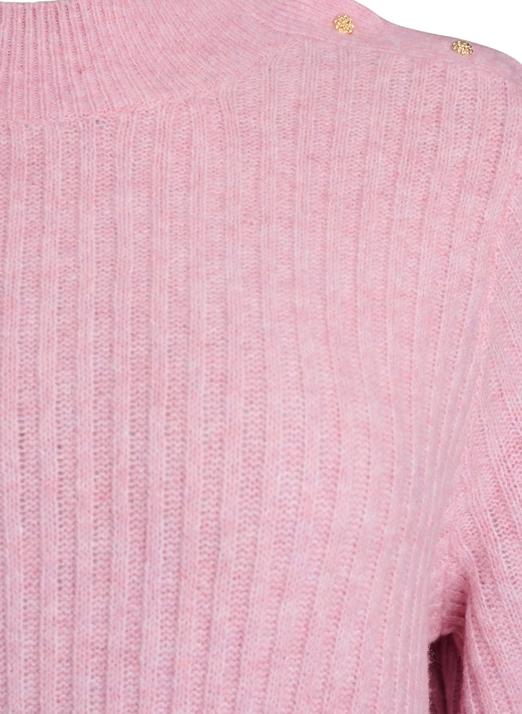 ZizziPullover aus Rippstrick mit Puff&auml;rmeln und Kn&ouml;pfen, Rot, Packshot image number 2