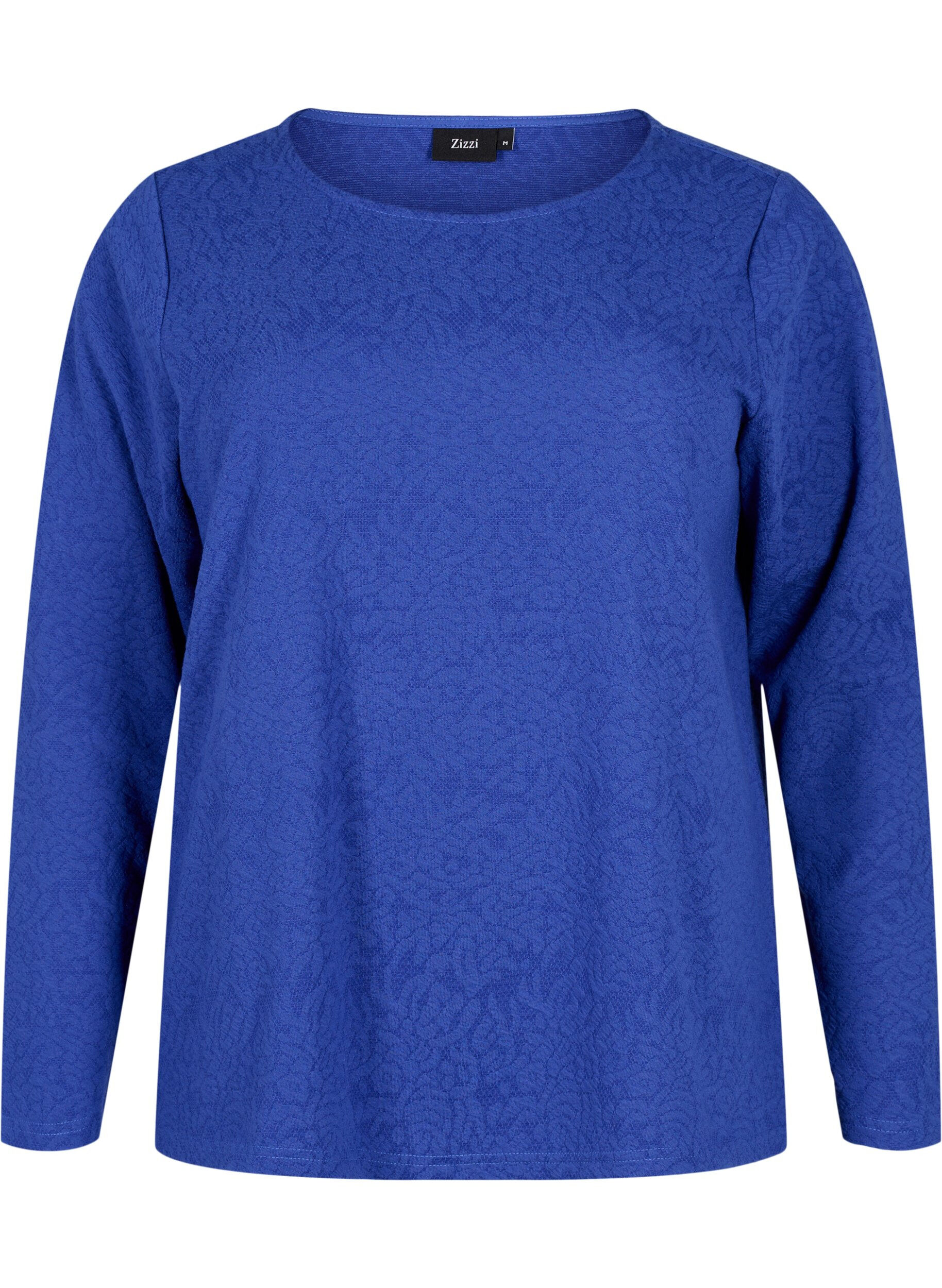 ZizziLang&auml;rmelige Bluse mit Textur, Blau, Packshot image number 0
