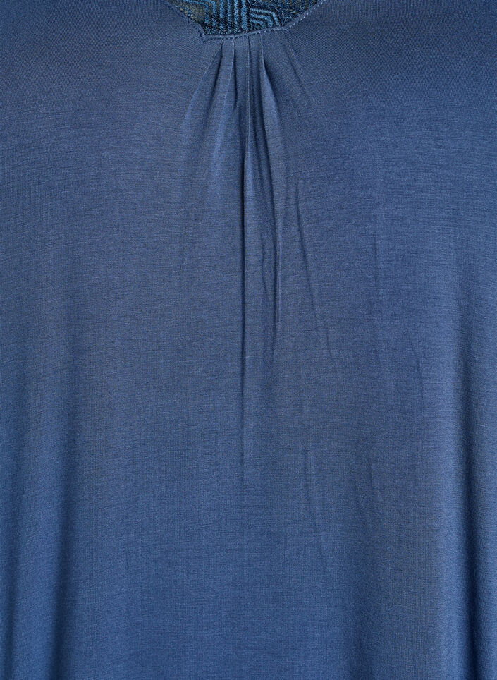 Nachthemd aus Viskose mit kurzen &Auml;rmeln und Spitzen, Blau, Packshot image number 2