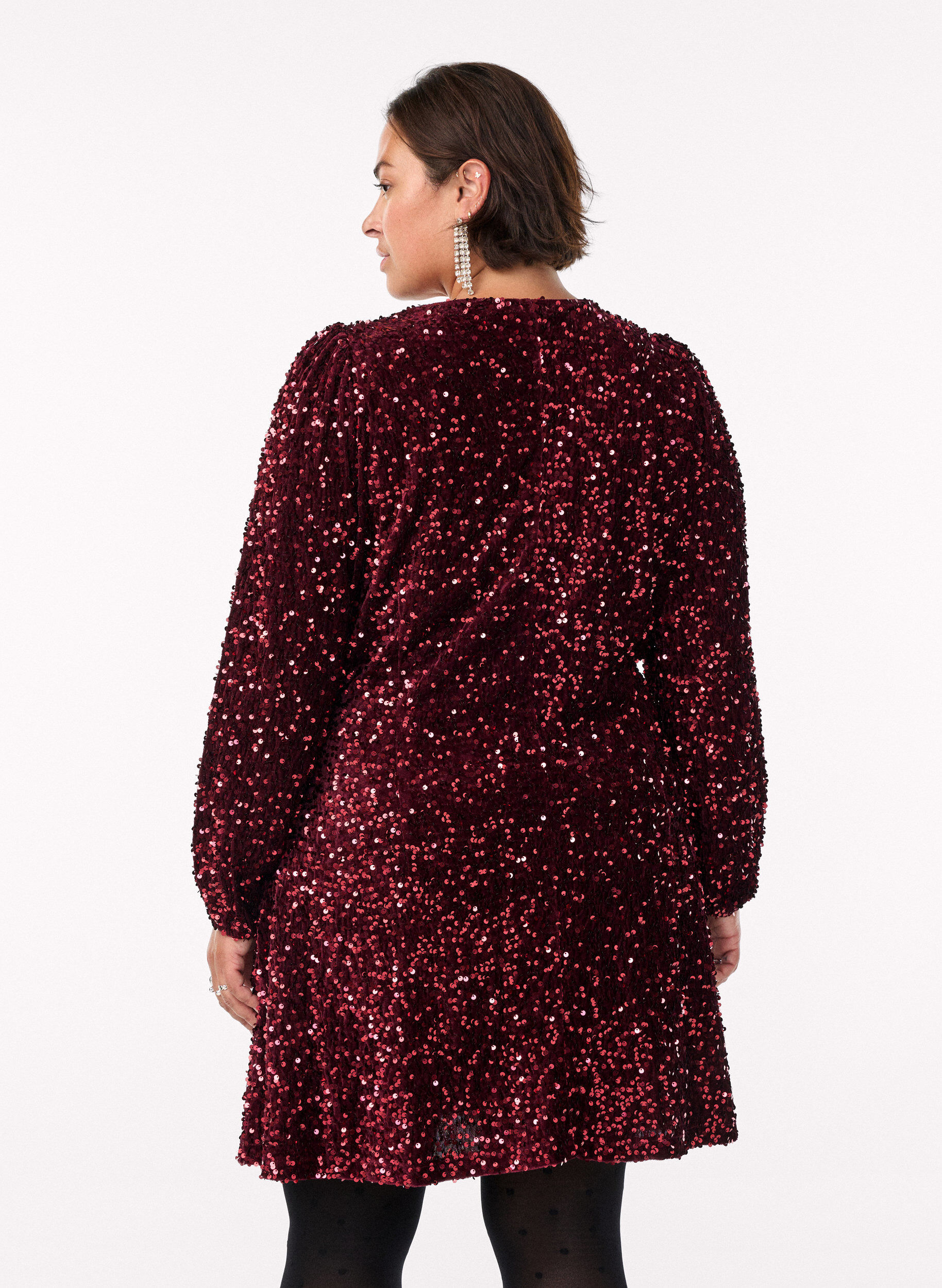 ZizziKurzes A-Linien-Pailletten-Kleid, Rot, Model image number 2