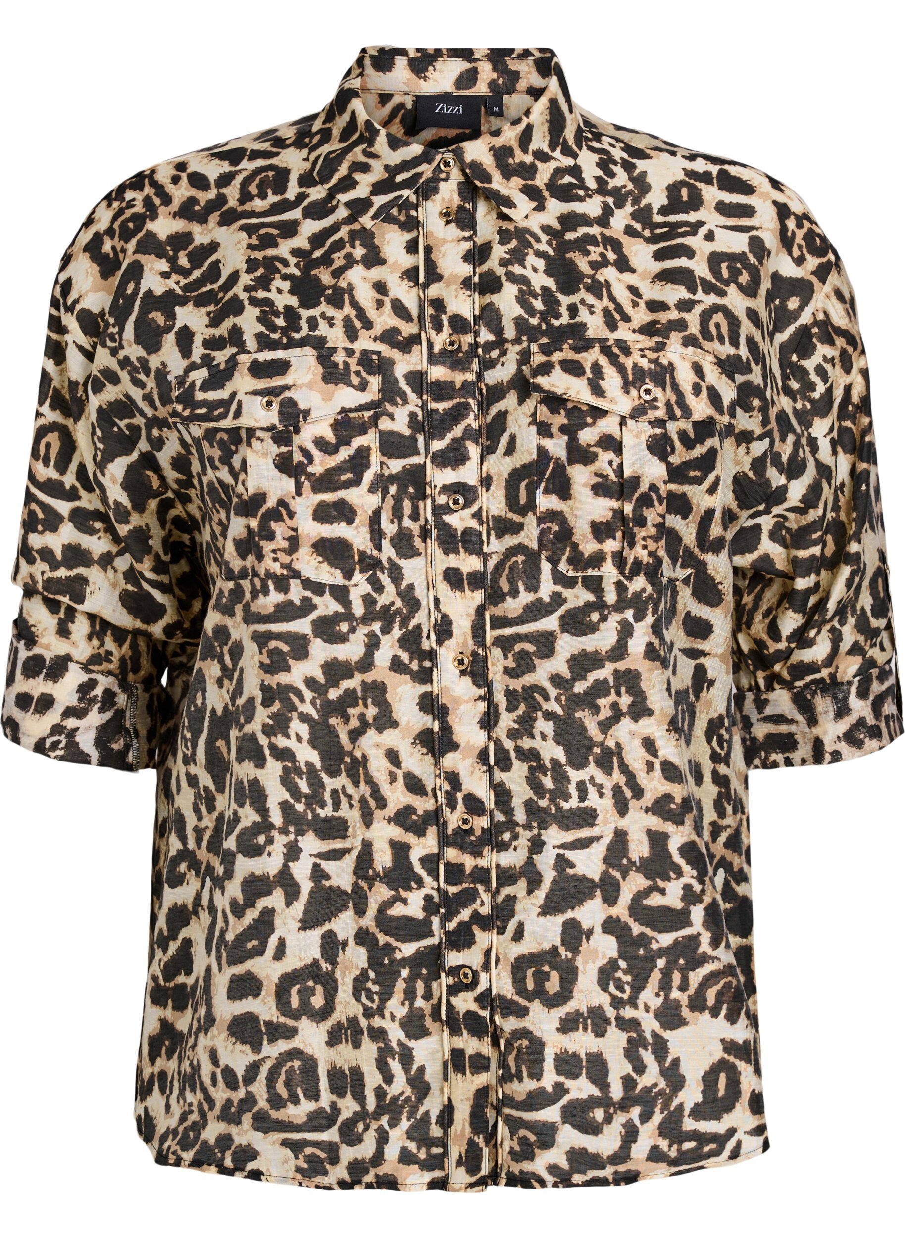 Locker sitzendes Shirt mit Tierprint und Brusttaschen