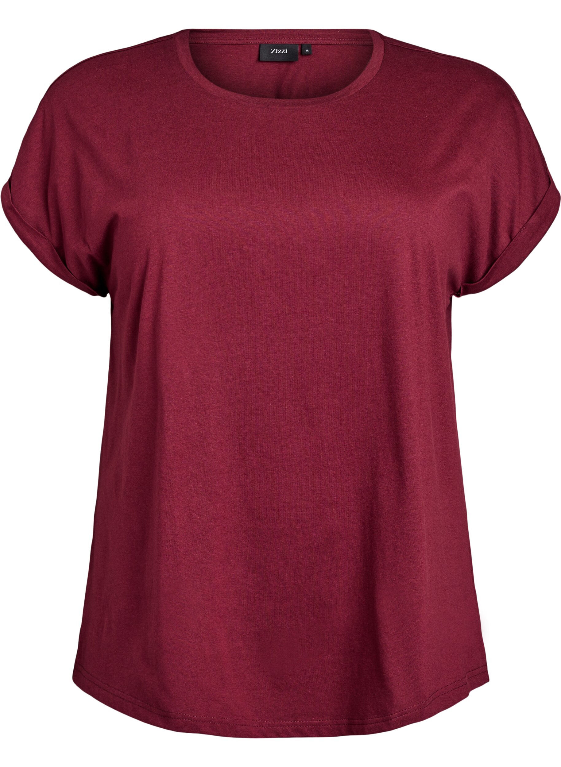 ZizziKurz&auml;rmliges T-Shirt aus einer Baumwollmischung, Dunkles Bordeaux, Packshot image number 0