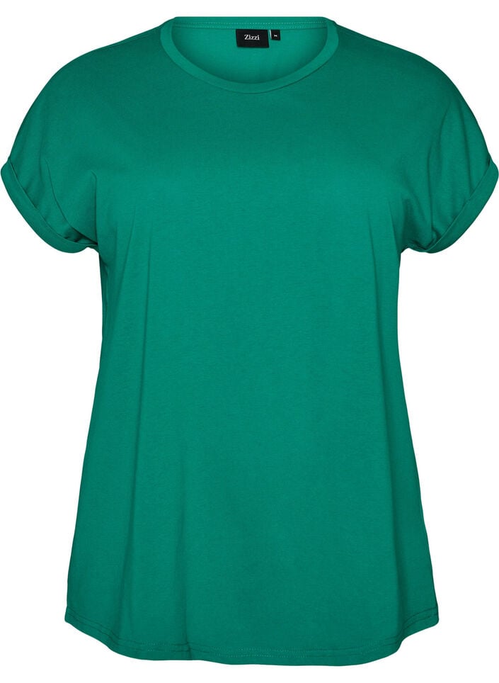 Kurz&auml;rmeliges T-Shirt aus einer Baumwollmischung, Gr&uuml;n, Packshot image number 0