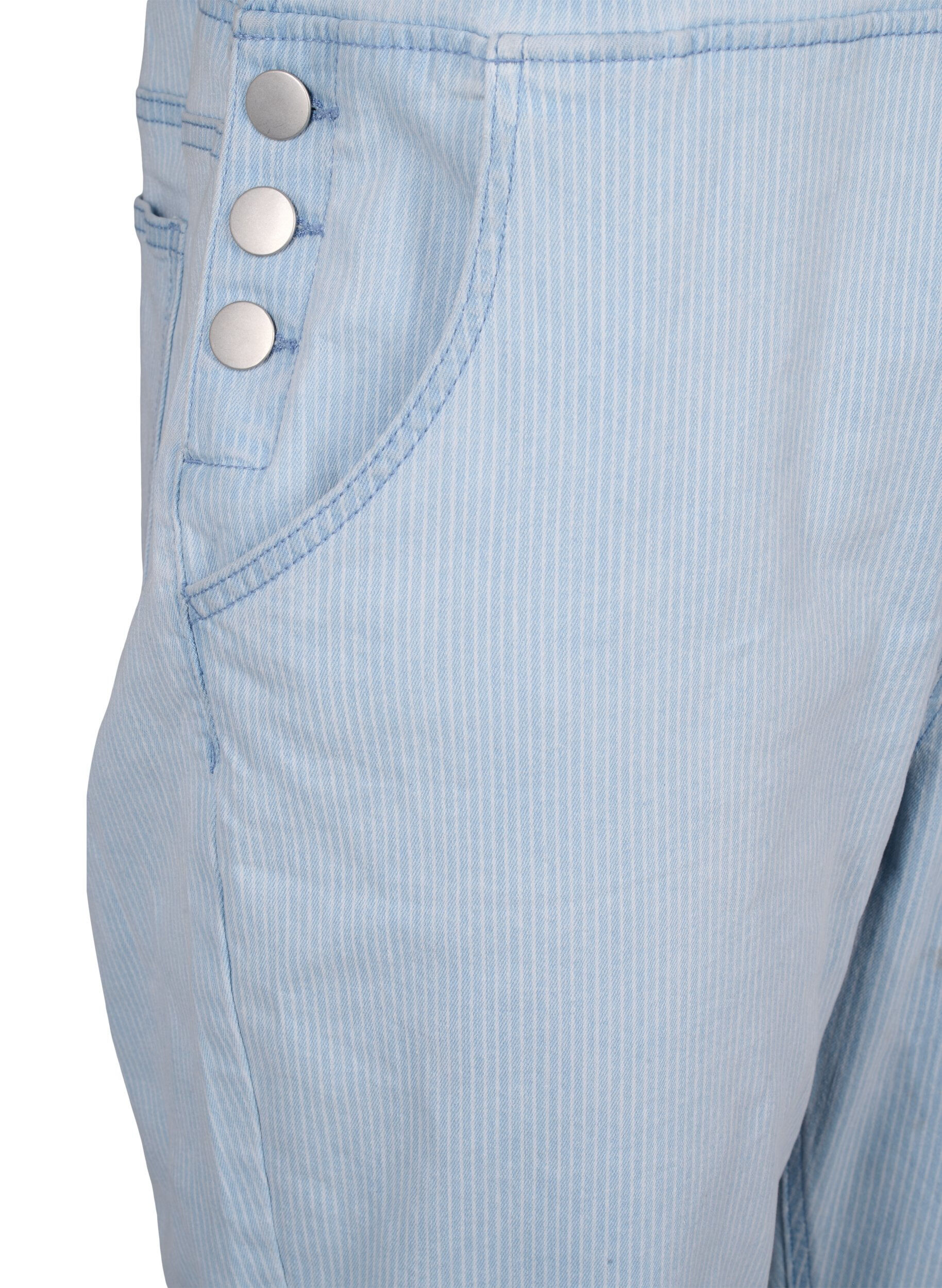 ZizziGestreifte Jeans-Latzhosen, Blau, Packshot image number 3