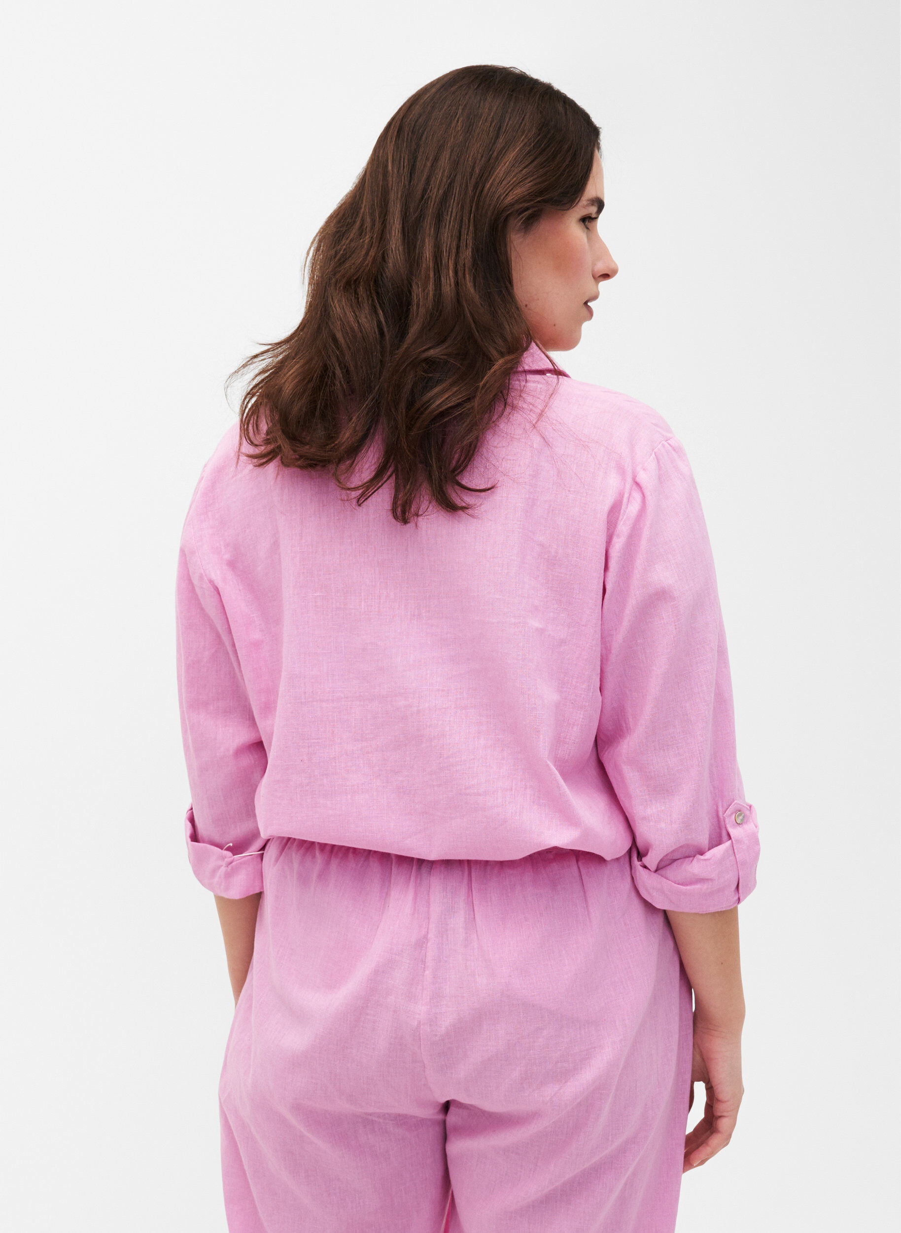 ZizziHemdbluse mit Knopfverschluss aus Baumwoll-/Leinengemisch, Rosebloom, Model image number 1