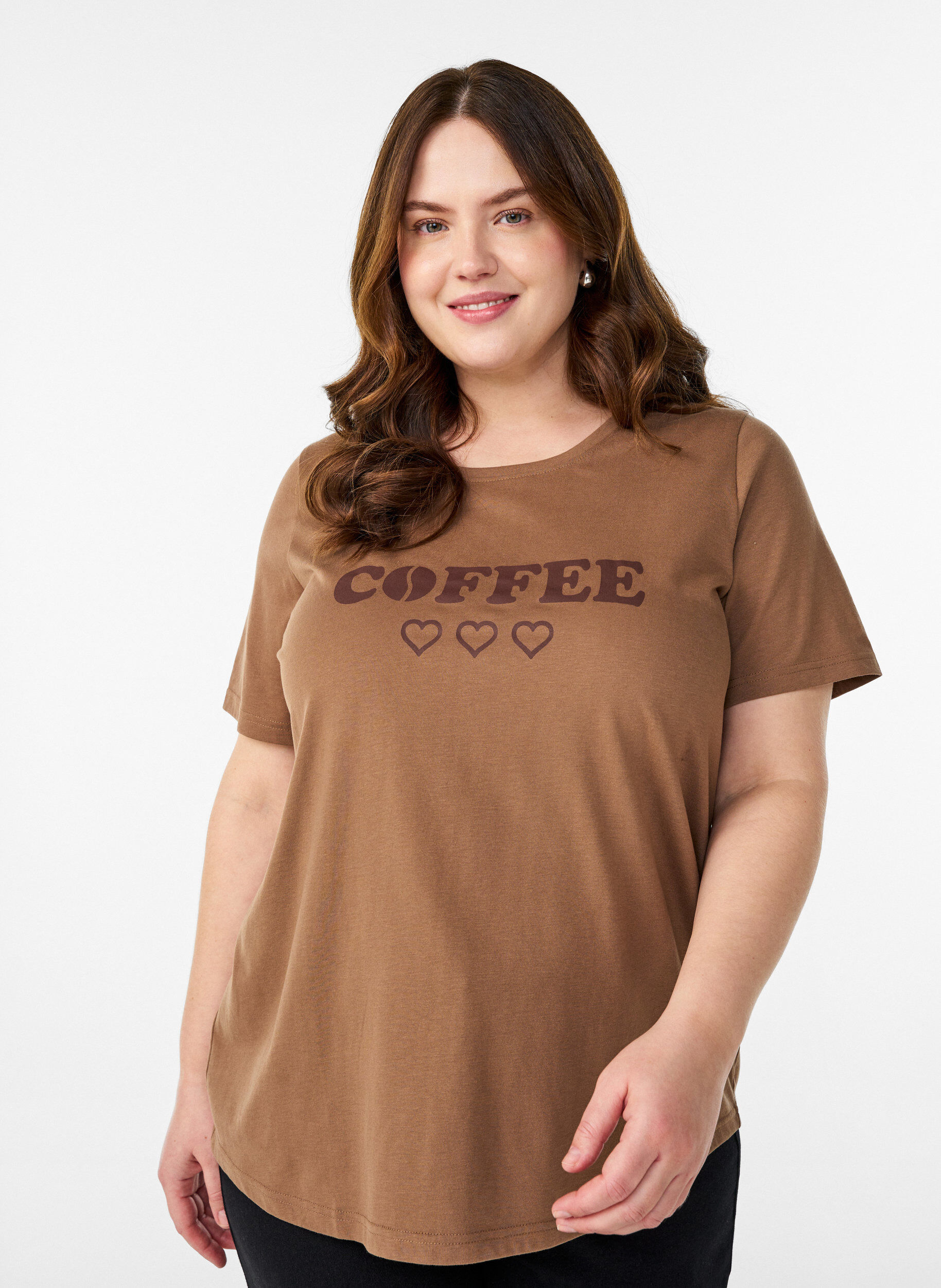 T-Shirt mit Print, Braun, Model