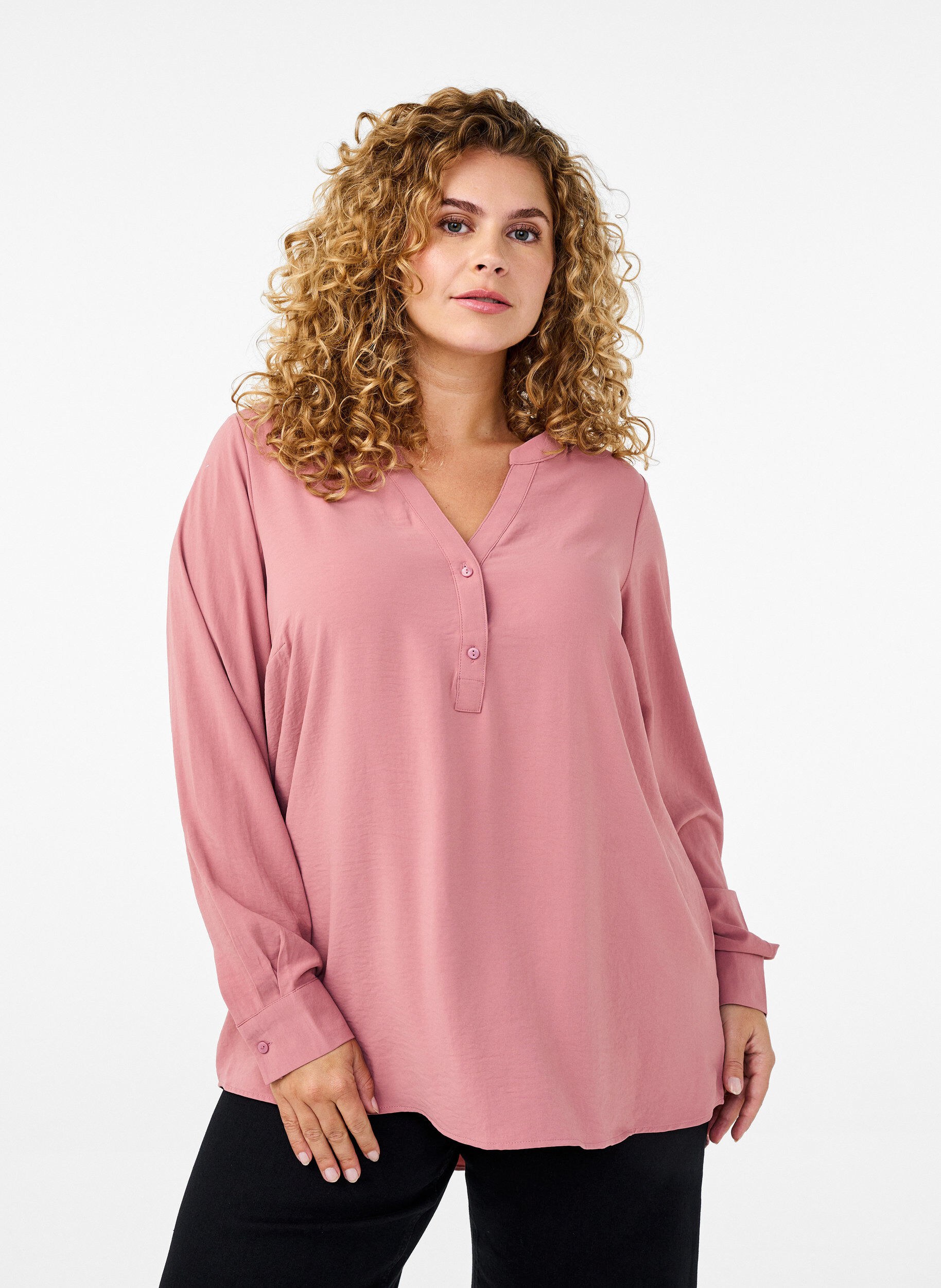 ZizziFLASH - Bluse mit langen &Auml;rmeln, Rot, Model image number 0