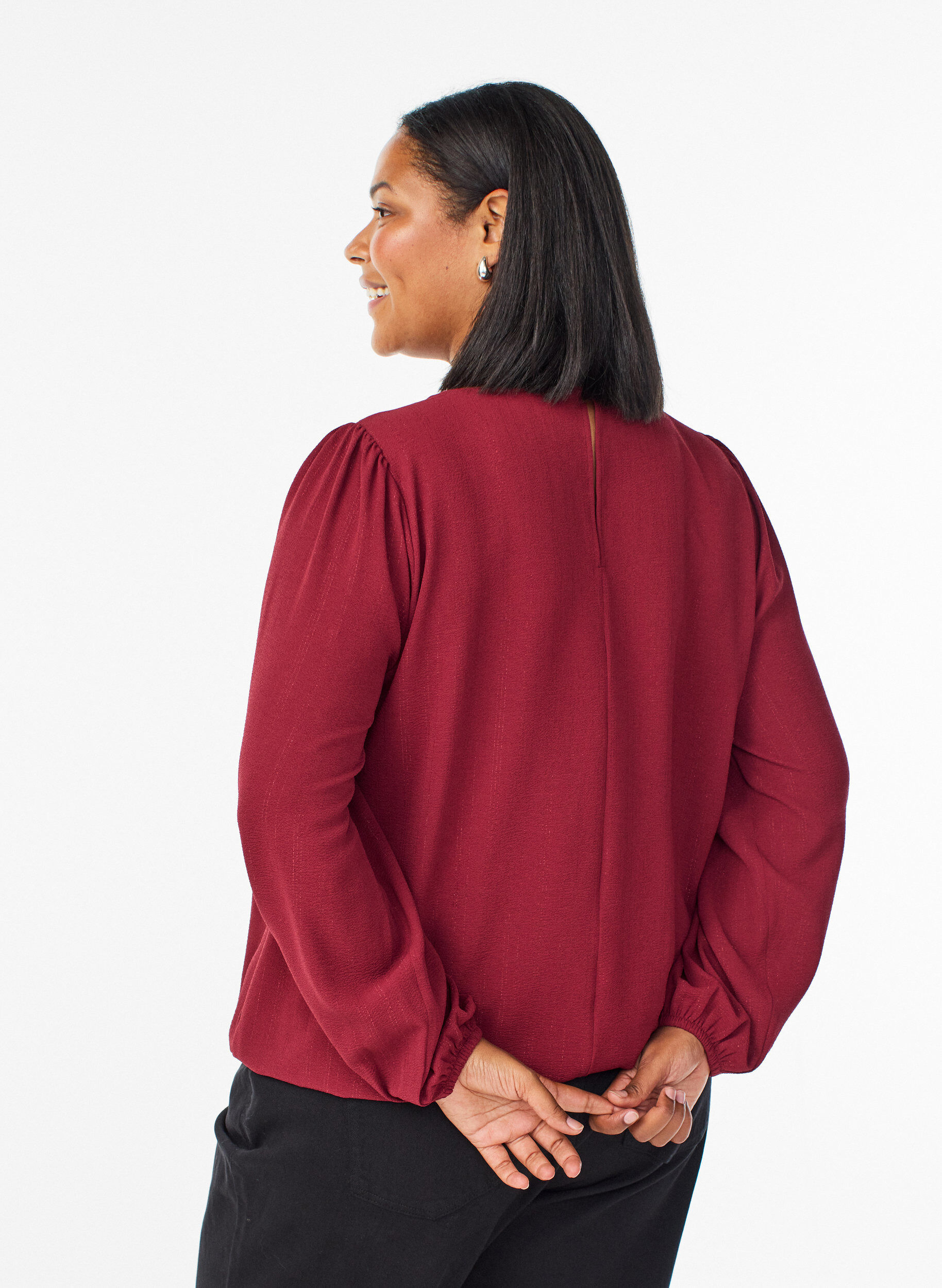ZizziBluse mit Glitzer, Dunkles Bordeaux, Model image number 2