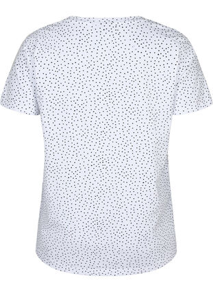 Baumwoll-T-Shirt mit Punkten und V-Ausschnitt, B.White/Black Dot, Packshot image number 1