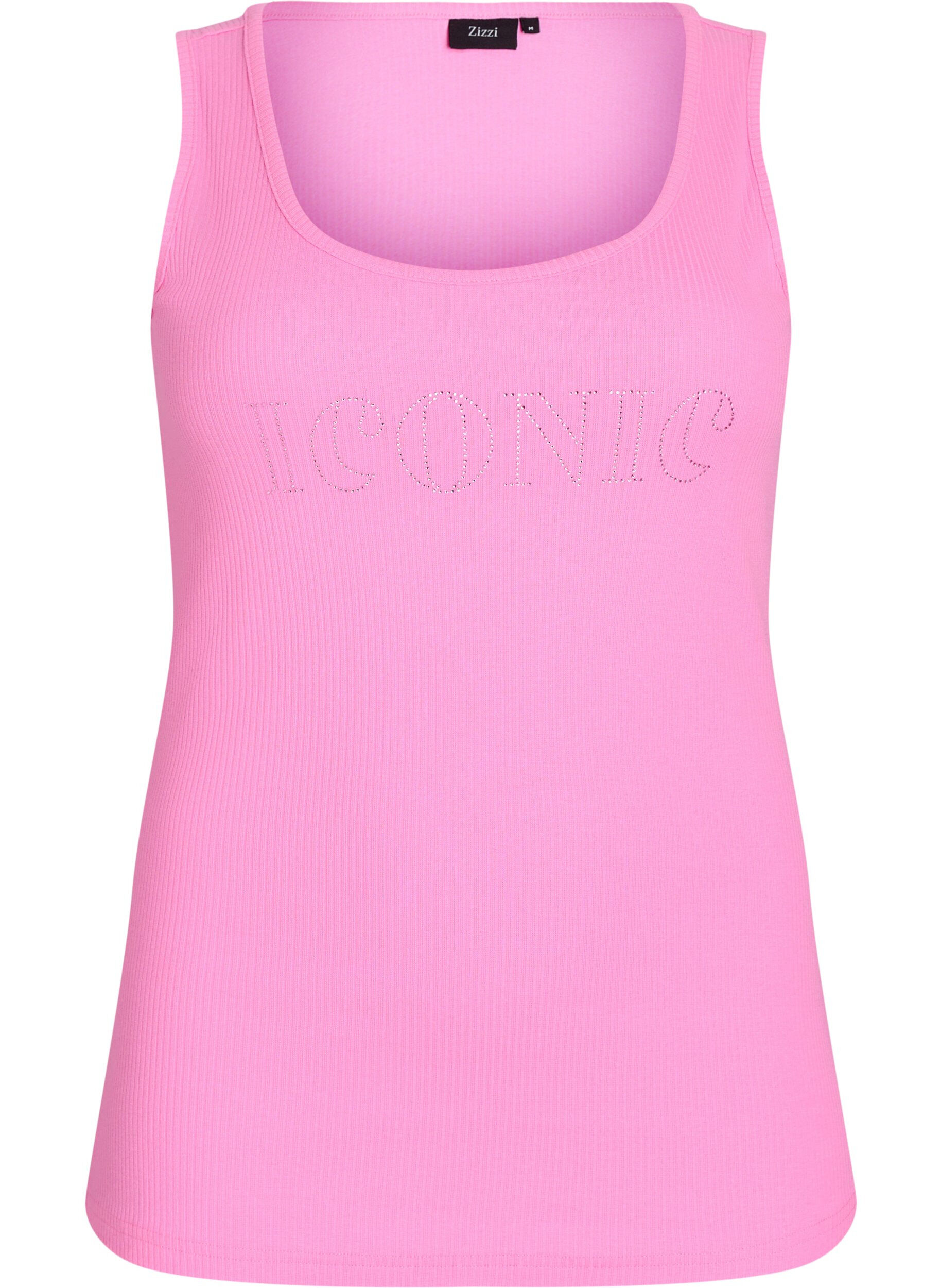 ZizziSchmal geschnittenes Tank-Top mit Strasssteinen, Pink, Packshot image number 0