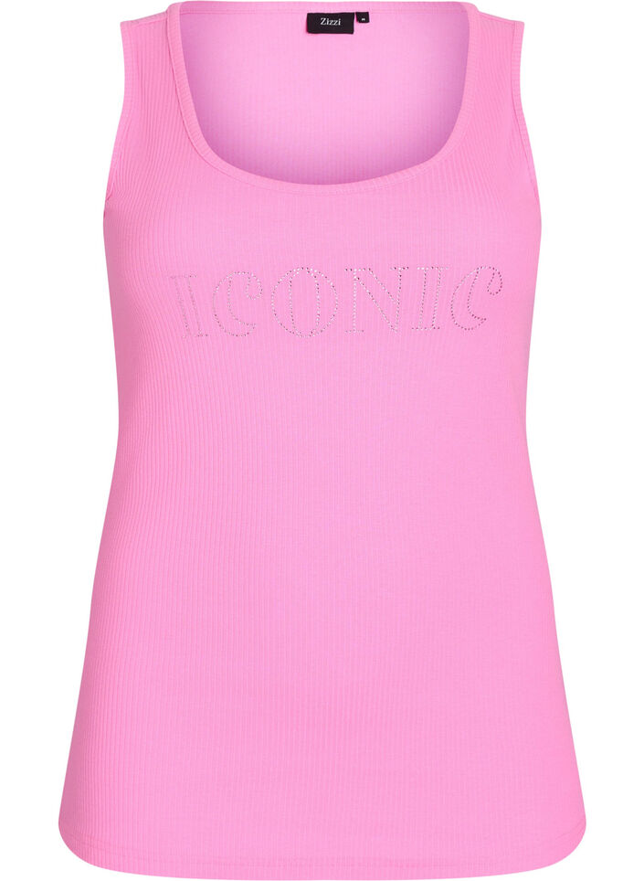 Schmal geschnittenes Tank-Top mit Strasssteinen, Pink, Packshot image number 0