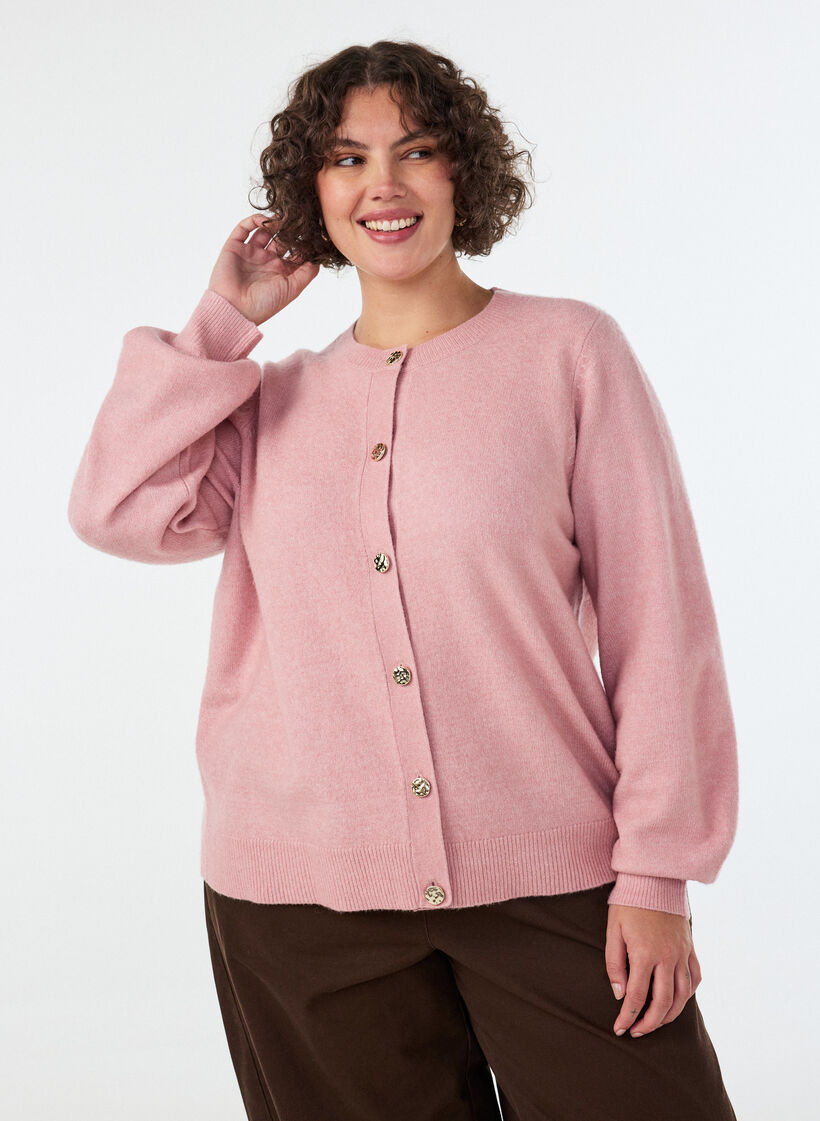 Strickjacke aus weichem Strick mit goldfarbenen Kn&ouml;pfen, Rot, Model image number 0