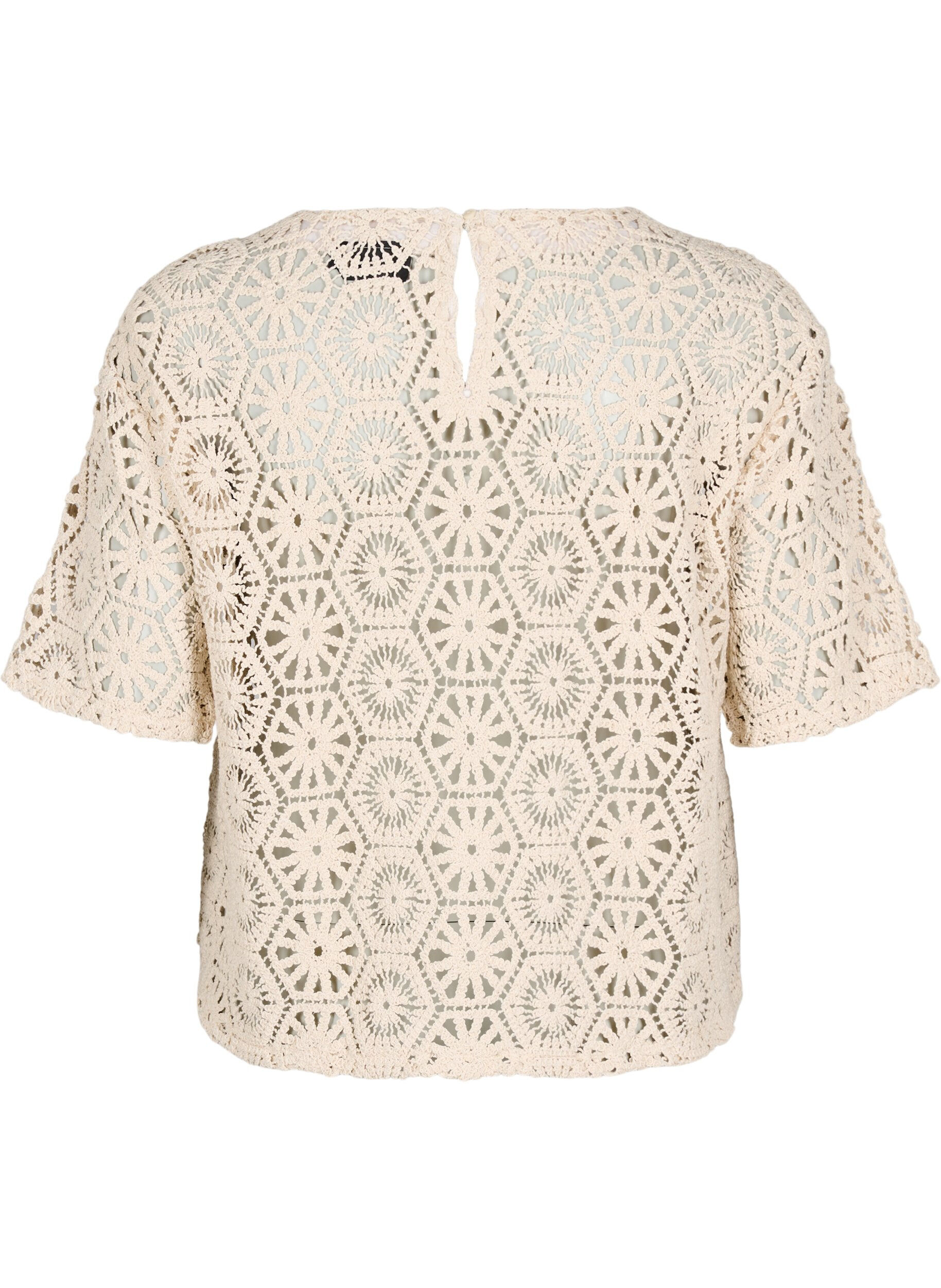 ZizziH&auml;kelbluse mit kurzen &Auml;rmeln, Beige, Packshot image number 1