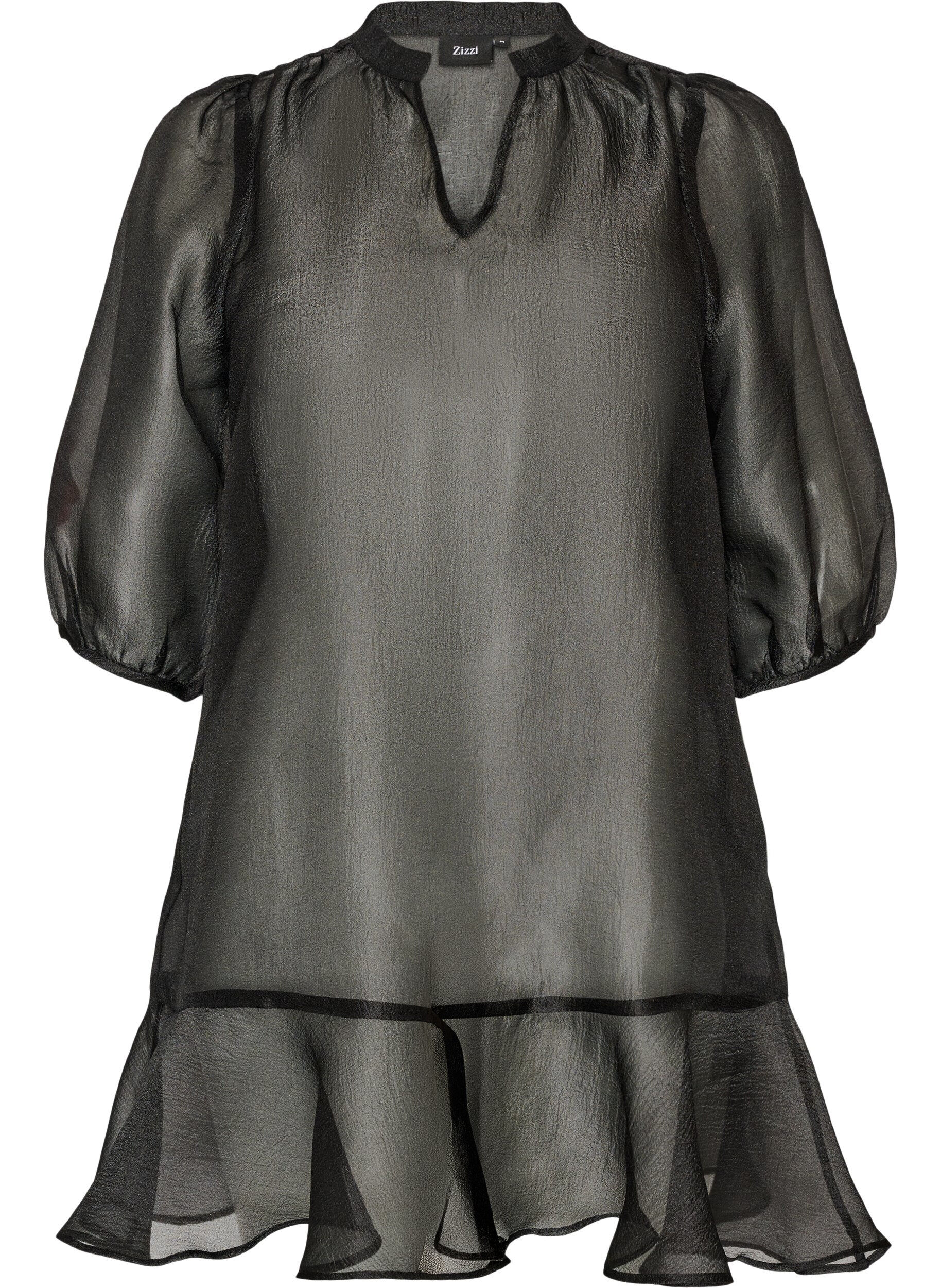 Kurzes Kleid aus Organza mit R&uuml;schensaum